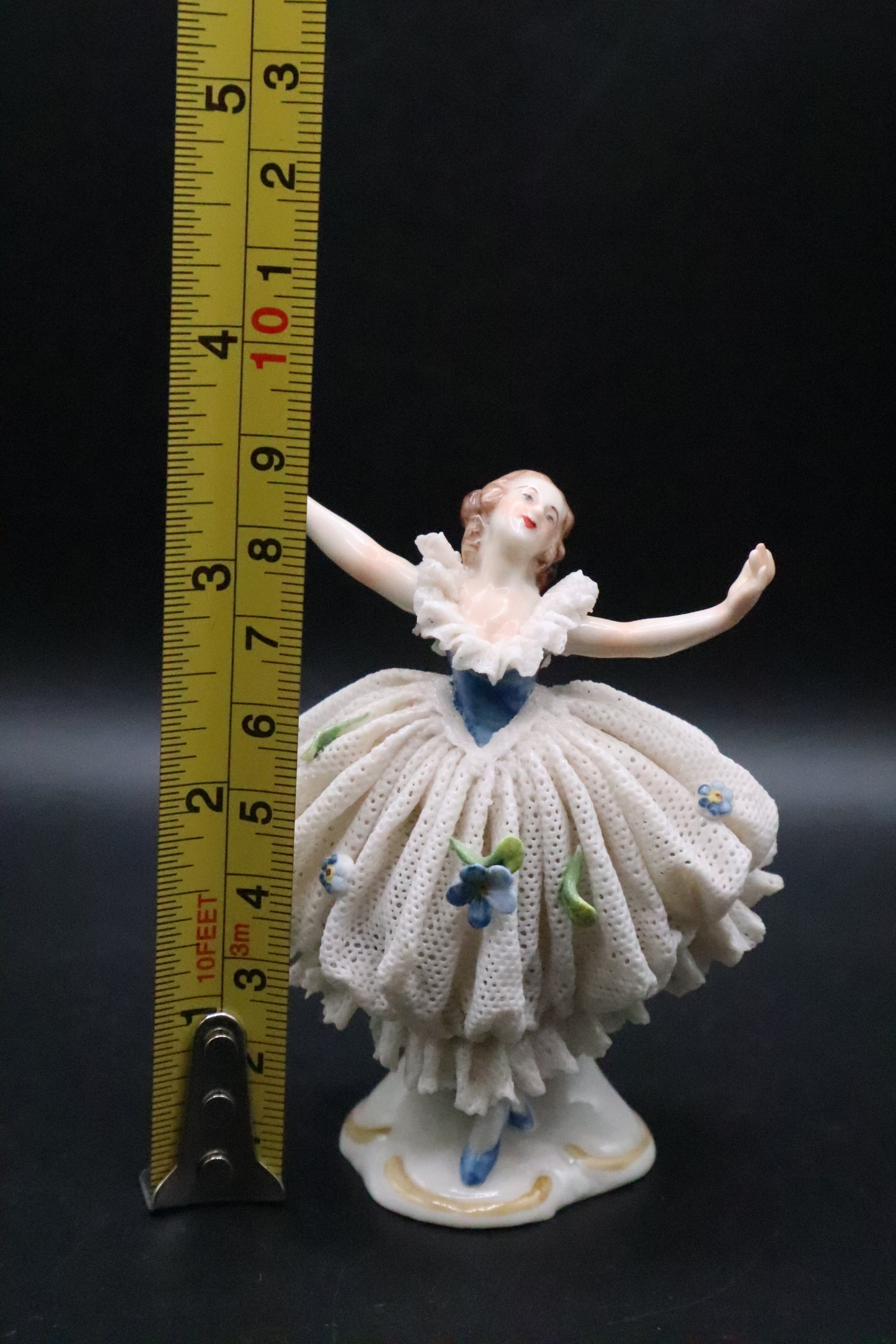 DRESDEN GERMANY BALLERINA WITH LACE PORCELAIN