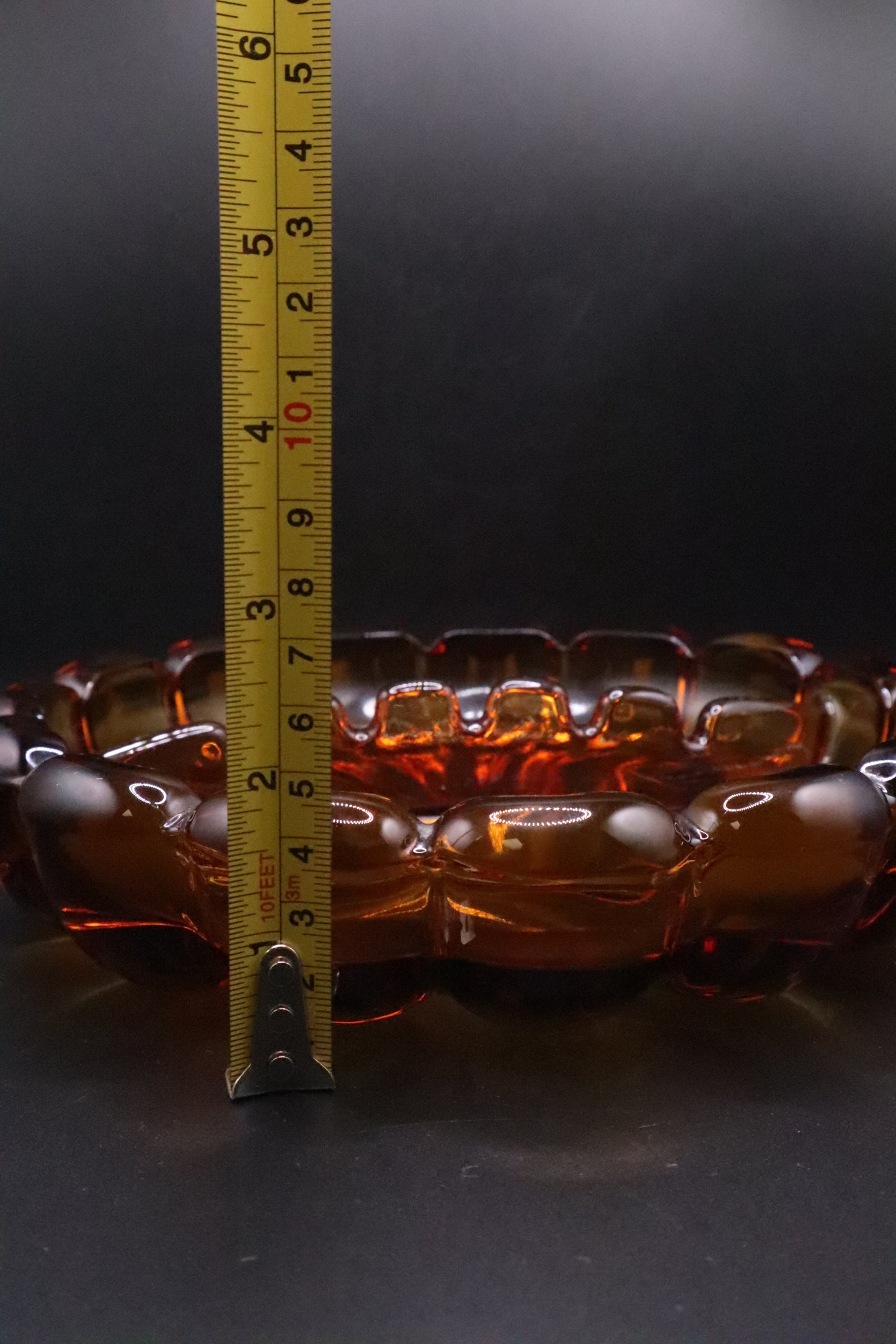 MCM VIKING ART GLASS AMBER 8" ASHTRAY
