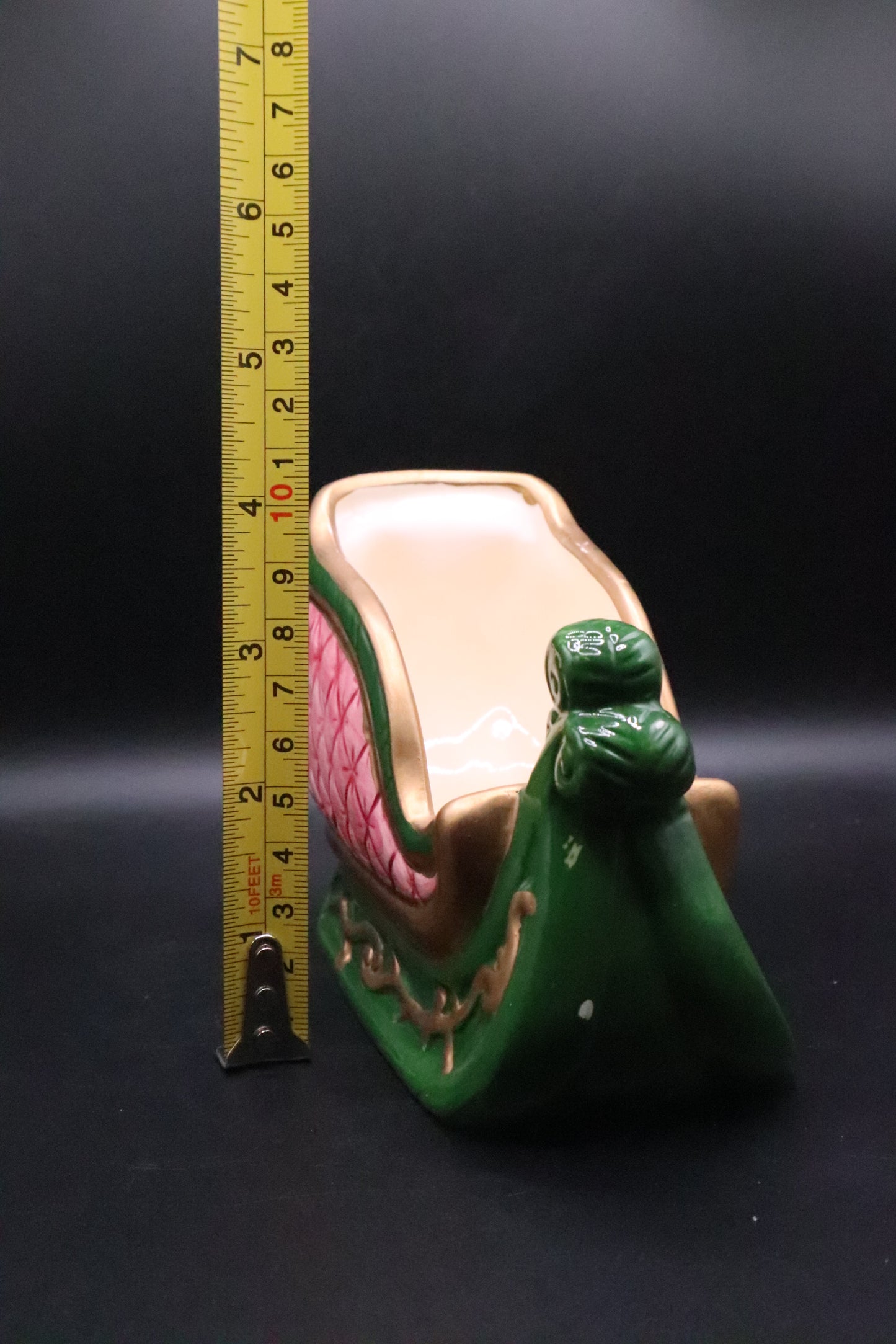 CERAMIC SANTA'S PINK SLEIGH