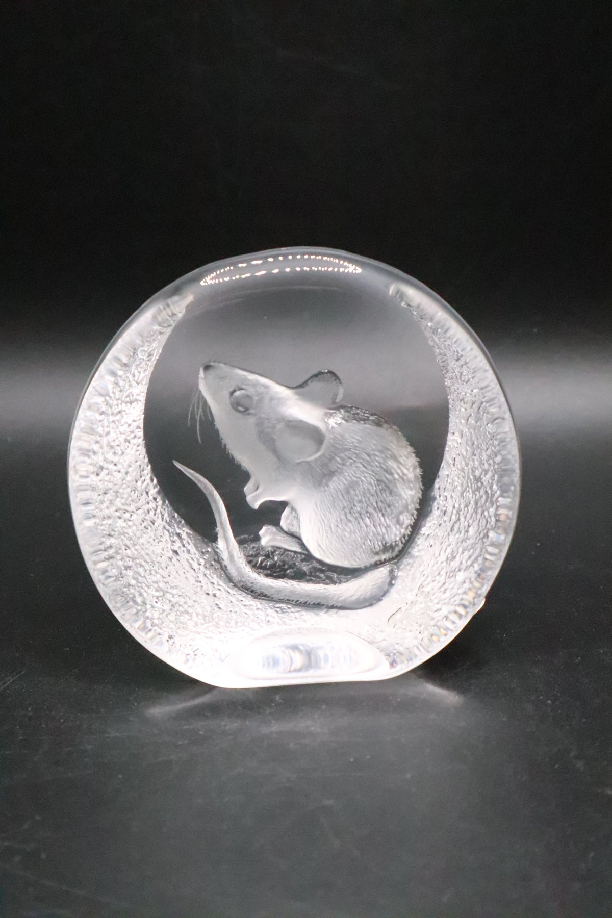 MATS JONASSON SWEDEN SIGNATURE COLLECTION CRYSTAL MOUSE PAPERWEIGHT