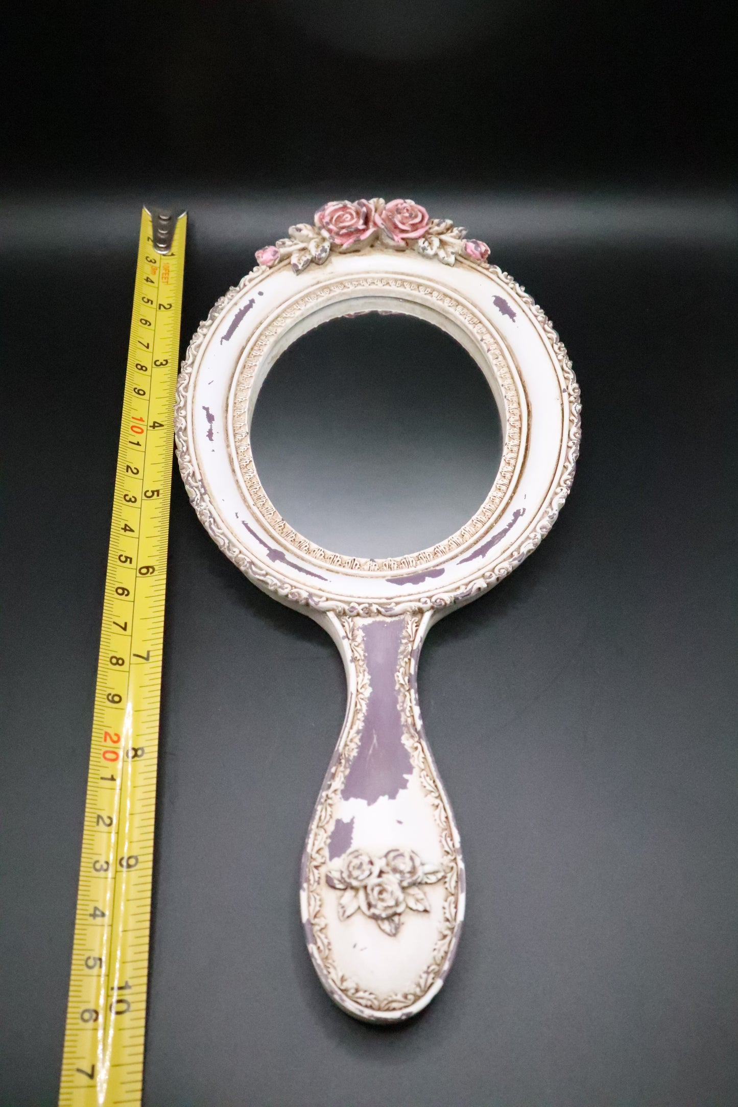 VINTAGE VANITY ROSE DESIGN HAND HELD MIRROR