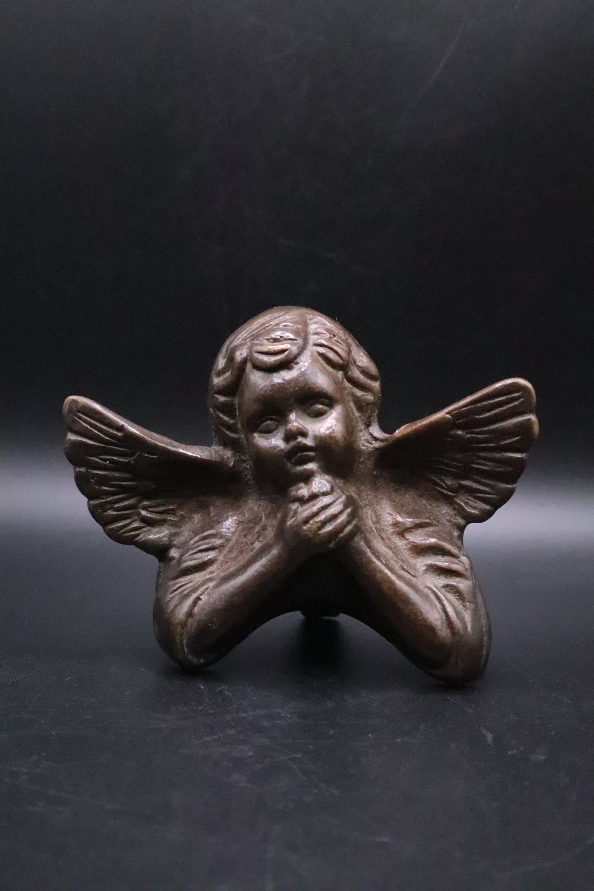 BRASS CHERUB CANDLE HOLDER