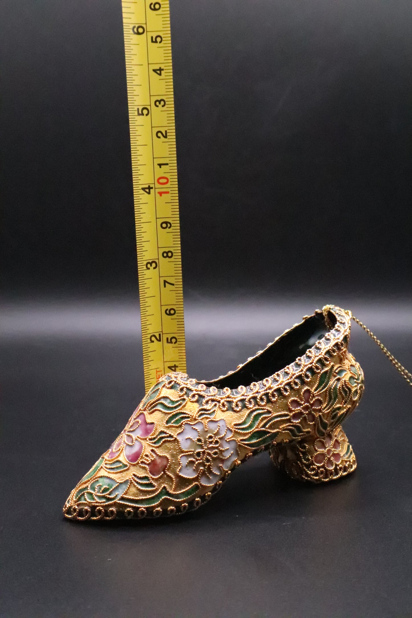 VINTAGE CLOISONNE ENAMEL SHOE HEEL ORNAMENT