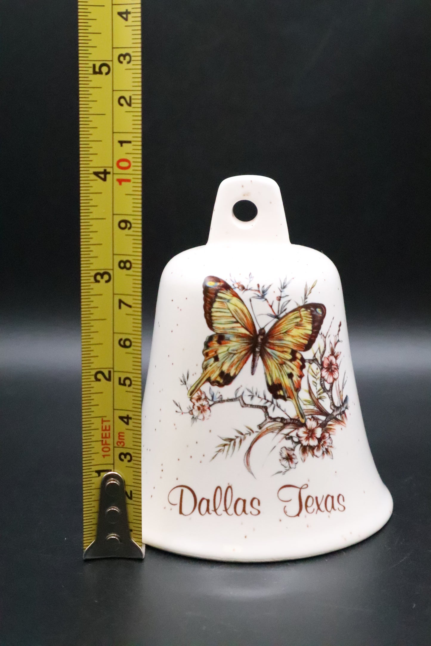 VINTAGE DALLAS TEXAS PORCELAIN SOUVENIR BUTTERFLY BELL