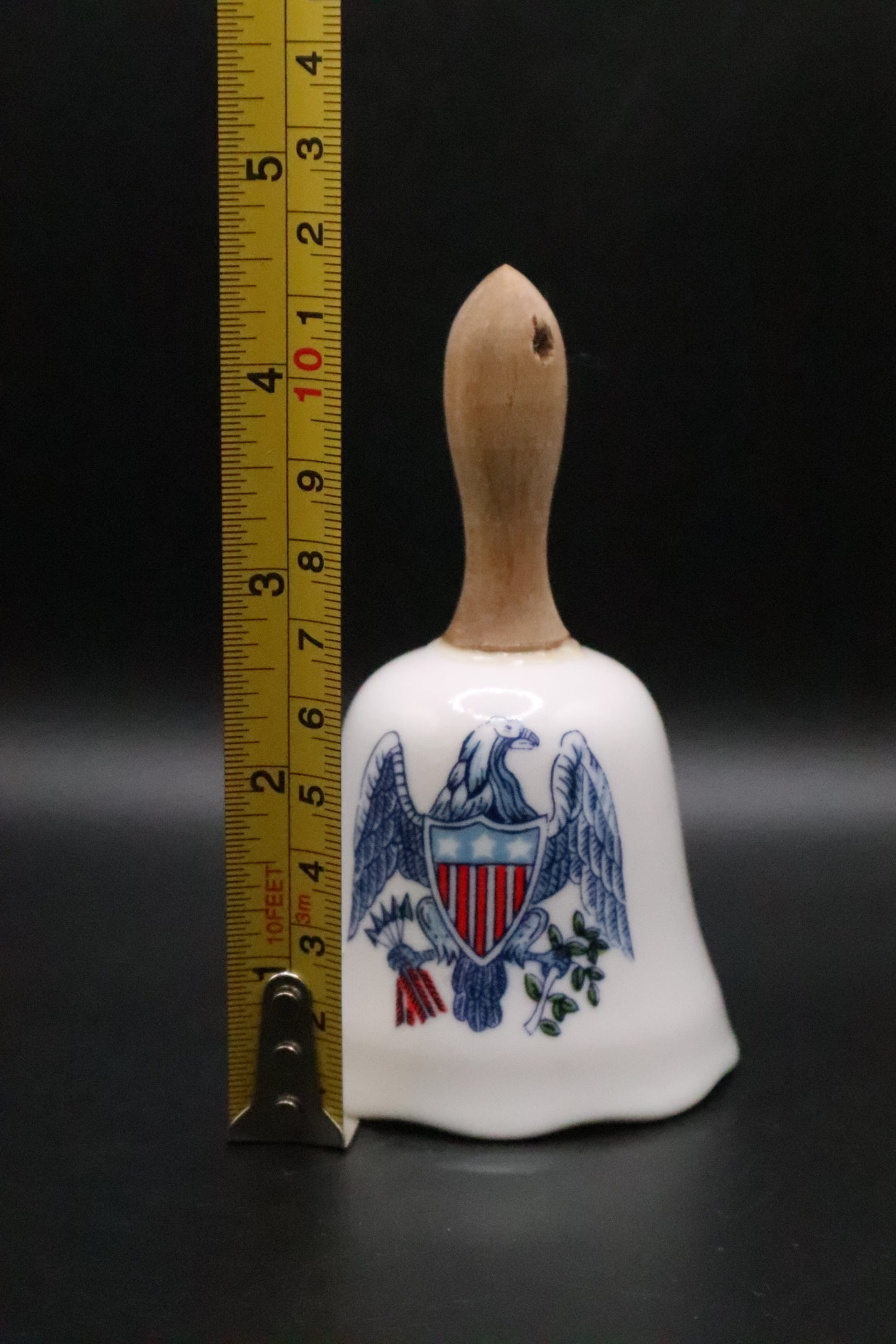 VINTAGE PATRIOTIC AMERICAN EAGLE WOOD HANDLE BELL