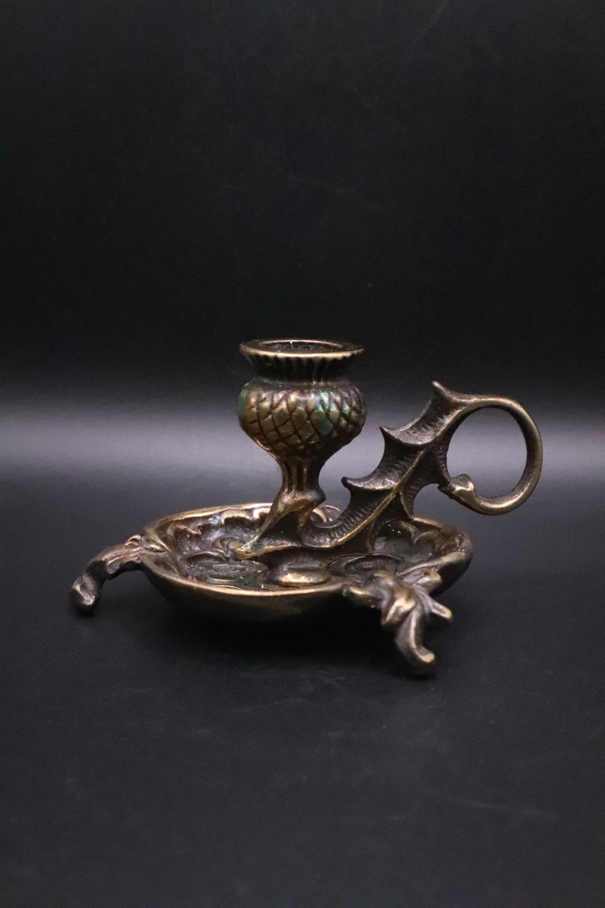 VINTAGE BRASS THISTLE CANDLEHOLDER