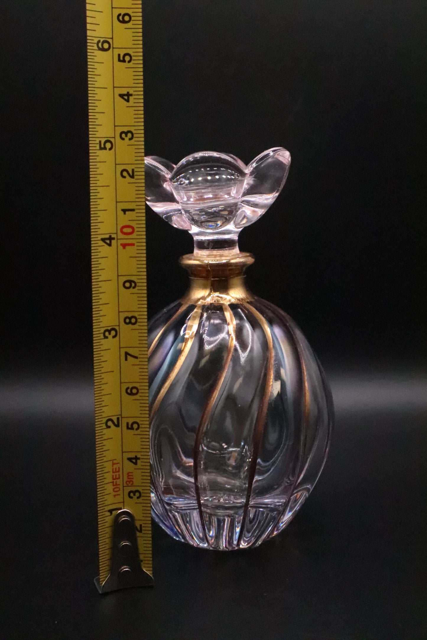 ITALIAN LEAD CRYSTAL PERFUME BOTTLE BLUE PINK GOLD