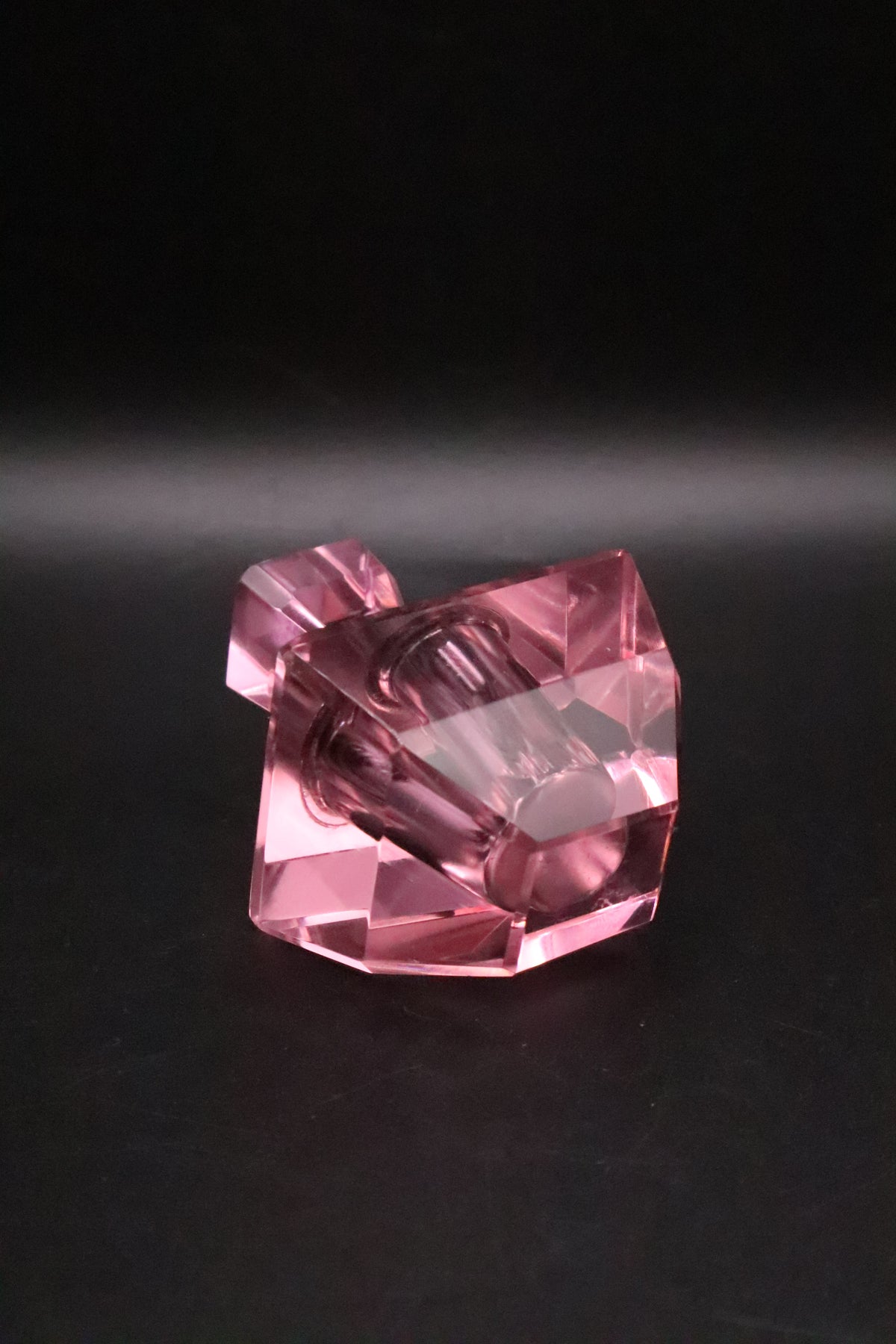 VINTAGE PINK FACETED CRYSTAL PERFUME BOTTLE