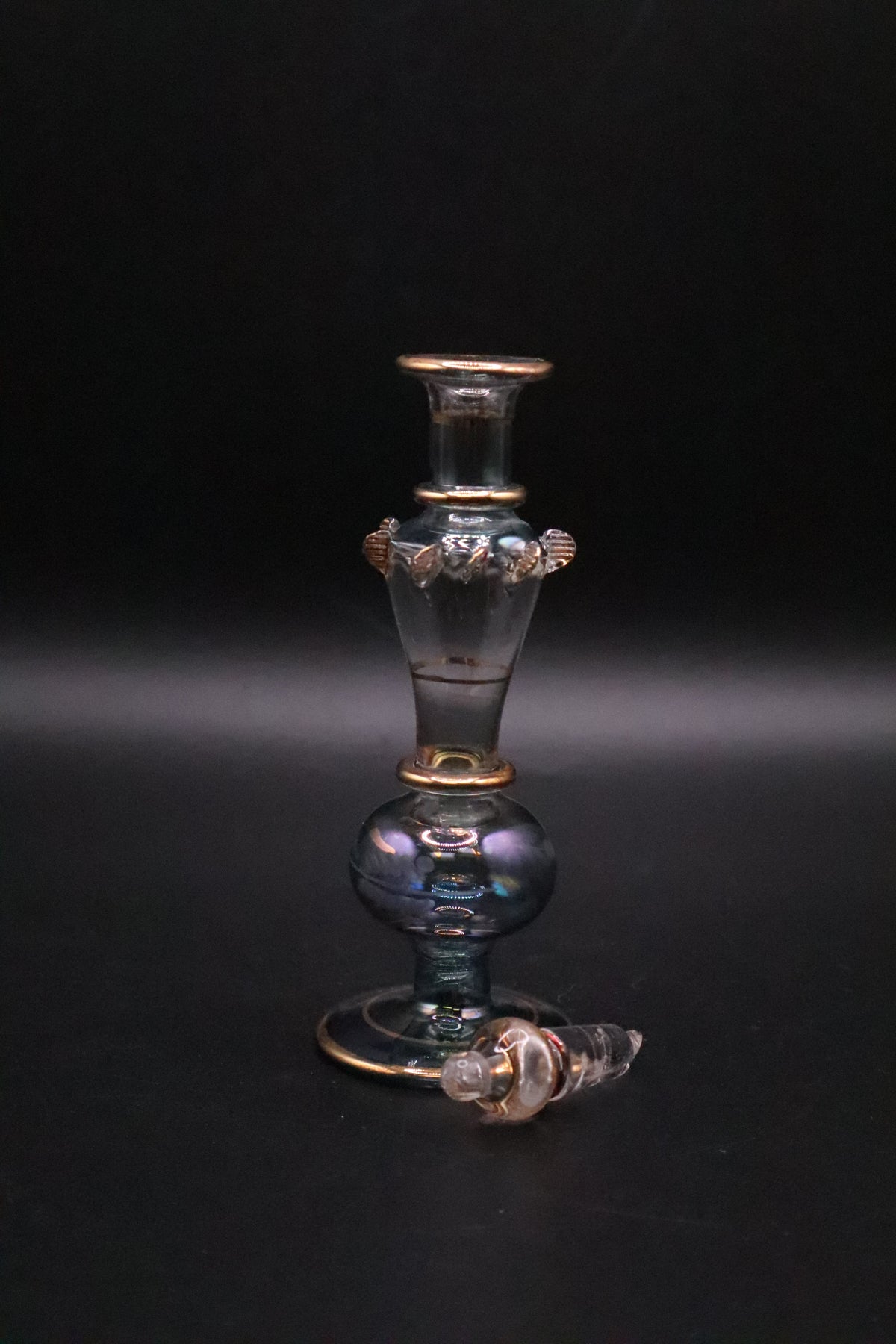EGYPTIAN GLASS PERFUME BOTTLE CLEAR AND BABY BLUE (AS IS)