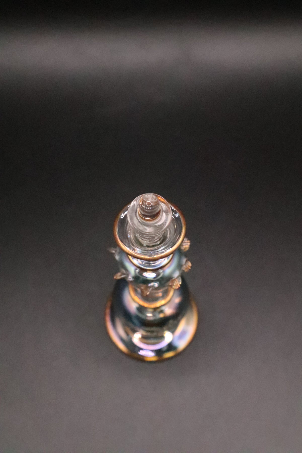 EGYPTIAN GLASS PERFUME BOTTLE CLEAR AND BABY BLUE (AS IS)