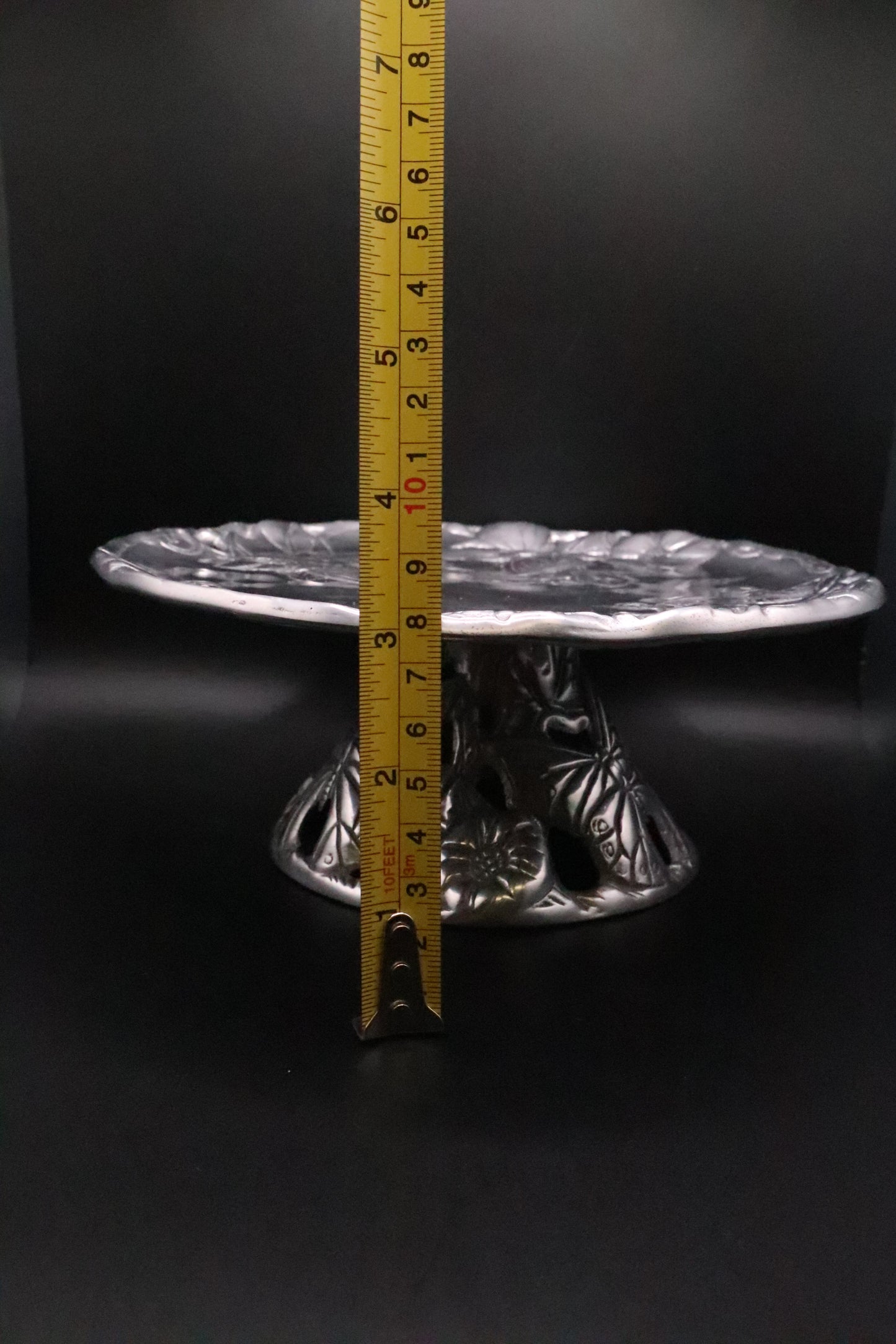 VINTAGE 2003 ARTHUR COURT BUTTERFLY PEWTER PEDESTAL PLATE