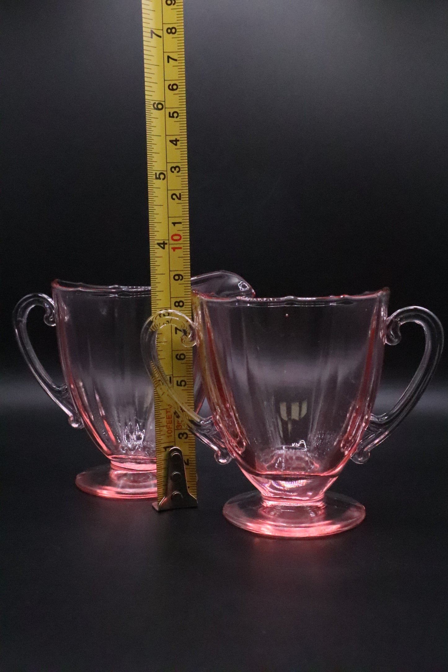 VINTAGE PINK DEPRESSION GLASS CREAMER AND SUGAR