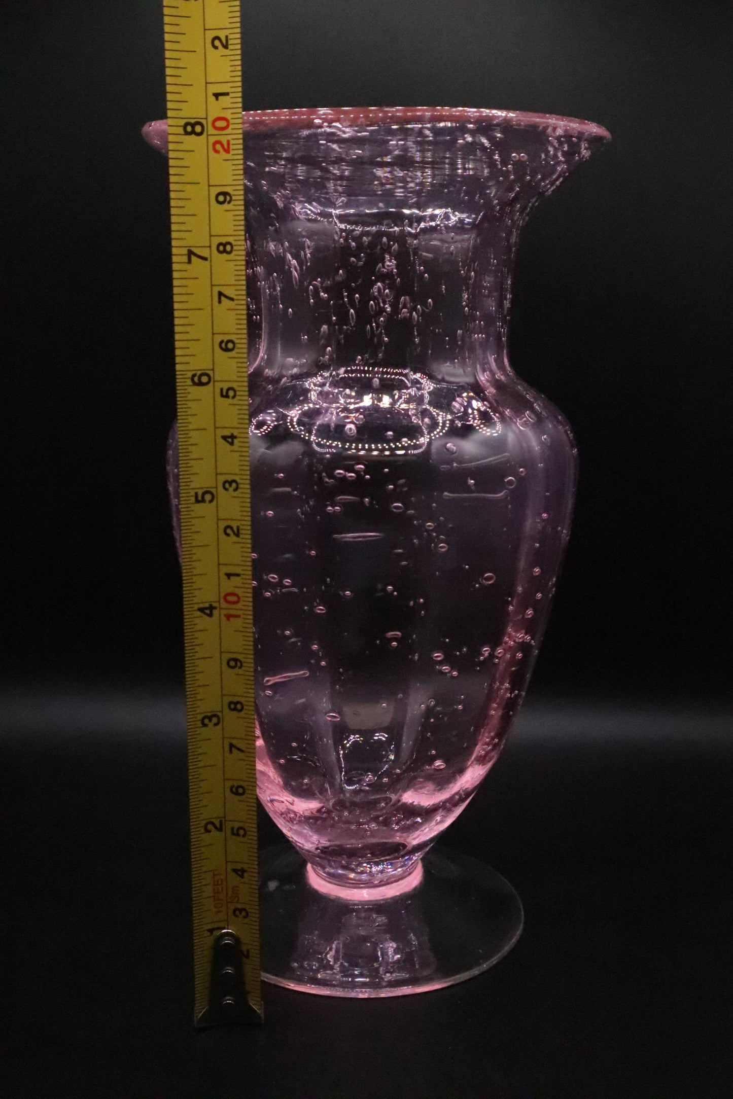 VINTAGE ART GLASS PINK BUBBLE GLASS VASE