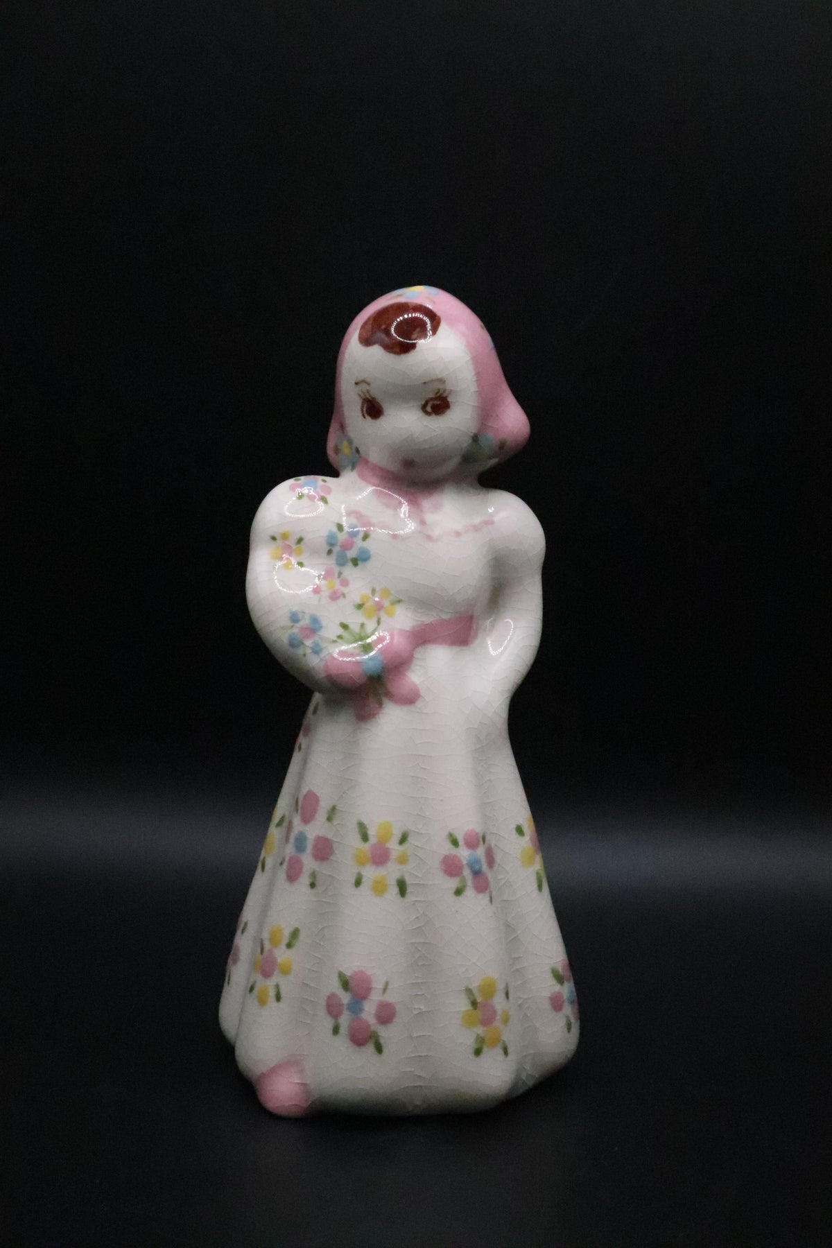 VINTAGE CERAMIC FLORAL GIRL