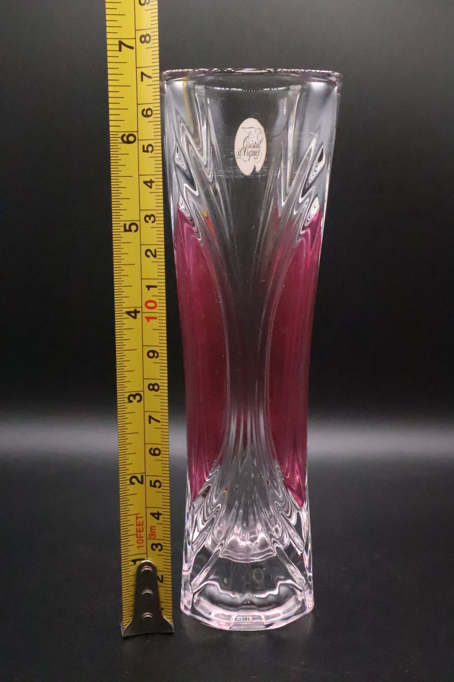 CRISTAL D'ARQUES CHATELET PINK ACCENTS VASE