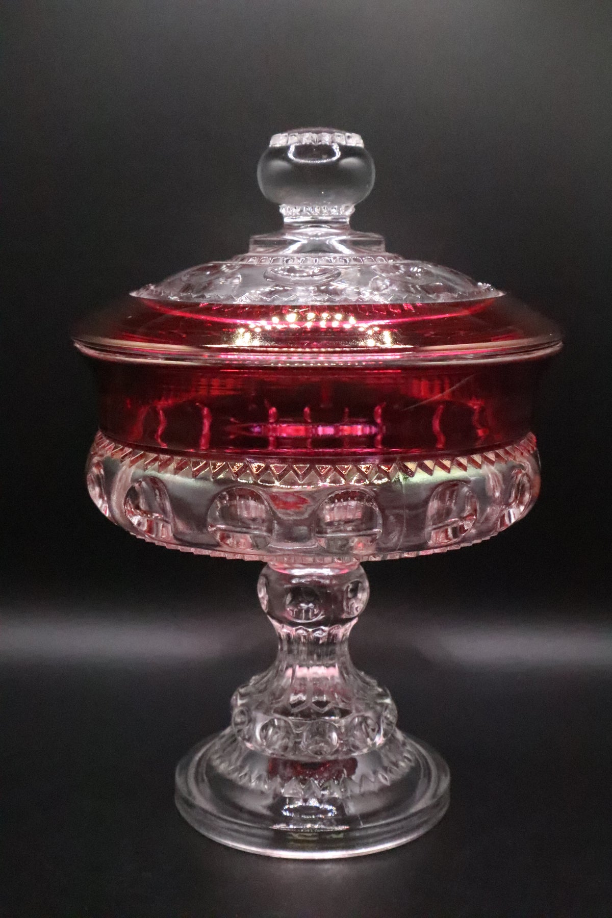 COMPOTE AND LID RUBY CROWN