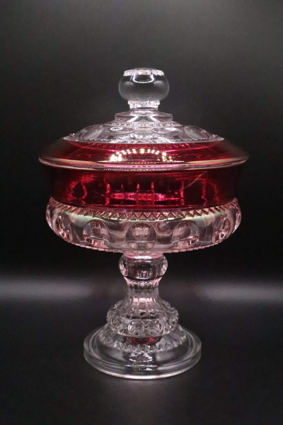 COMPOTE AND LID RUBY CROWN