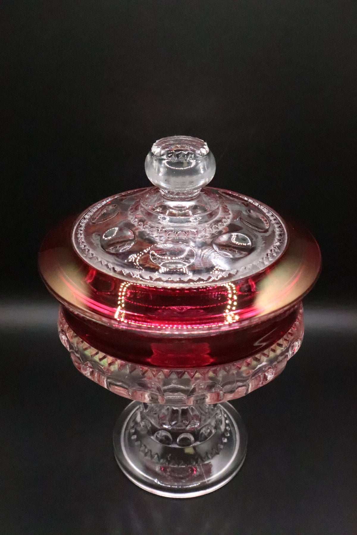 COMPOTE AND LID RUBY CROWN
