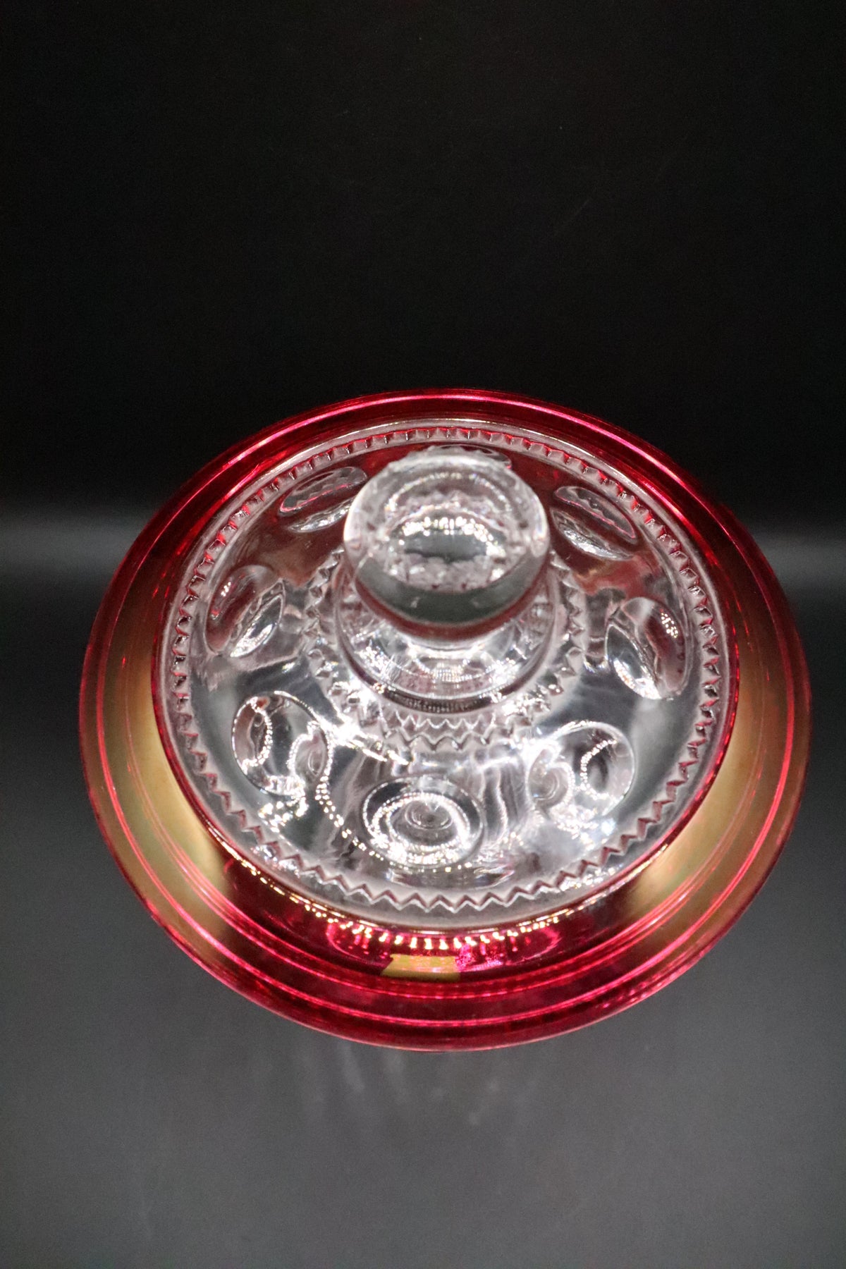 COMPOTE AND LID RUBY CROWN