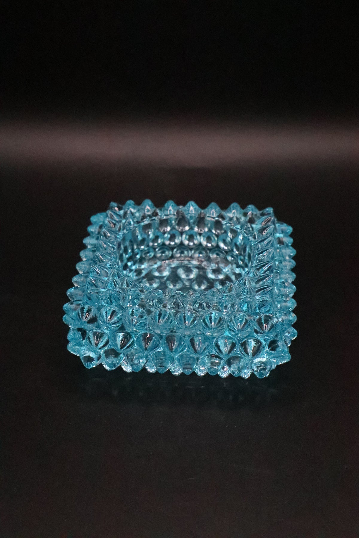 VINTAGE FENTON BLUE HOBNAIL GLASS SALT CELLAR ASHTRAY TRINKET DISH