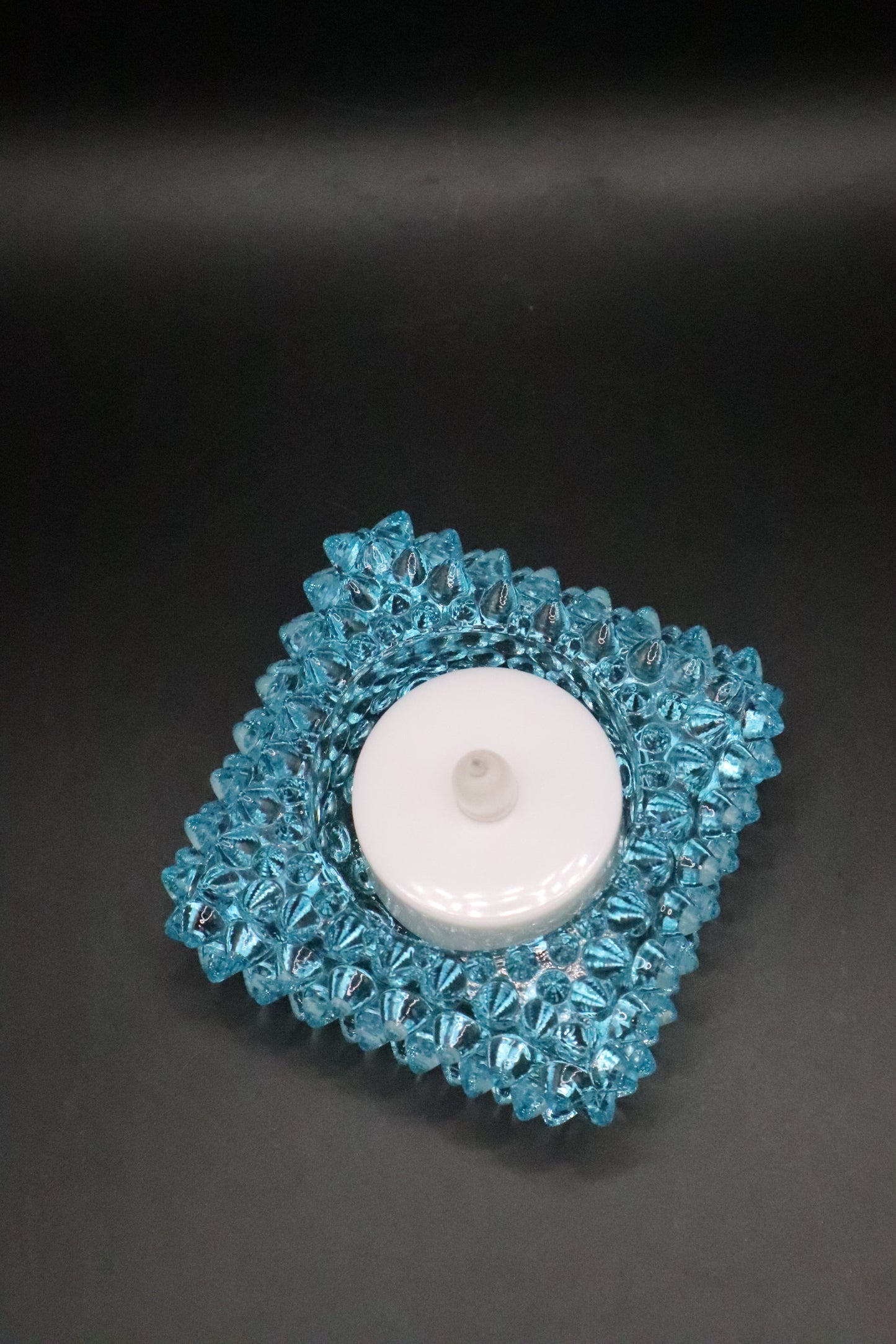 VINTAGE FENTON BLUE HOBNAIL GLASS SALT CELLAR ASHTRAY TRINKET DISH