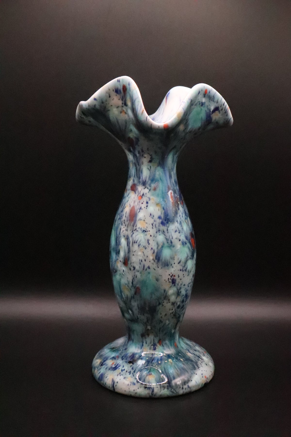 BLUE SPLATTERWARE CERAMIC VASE