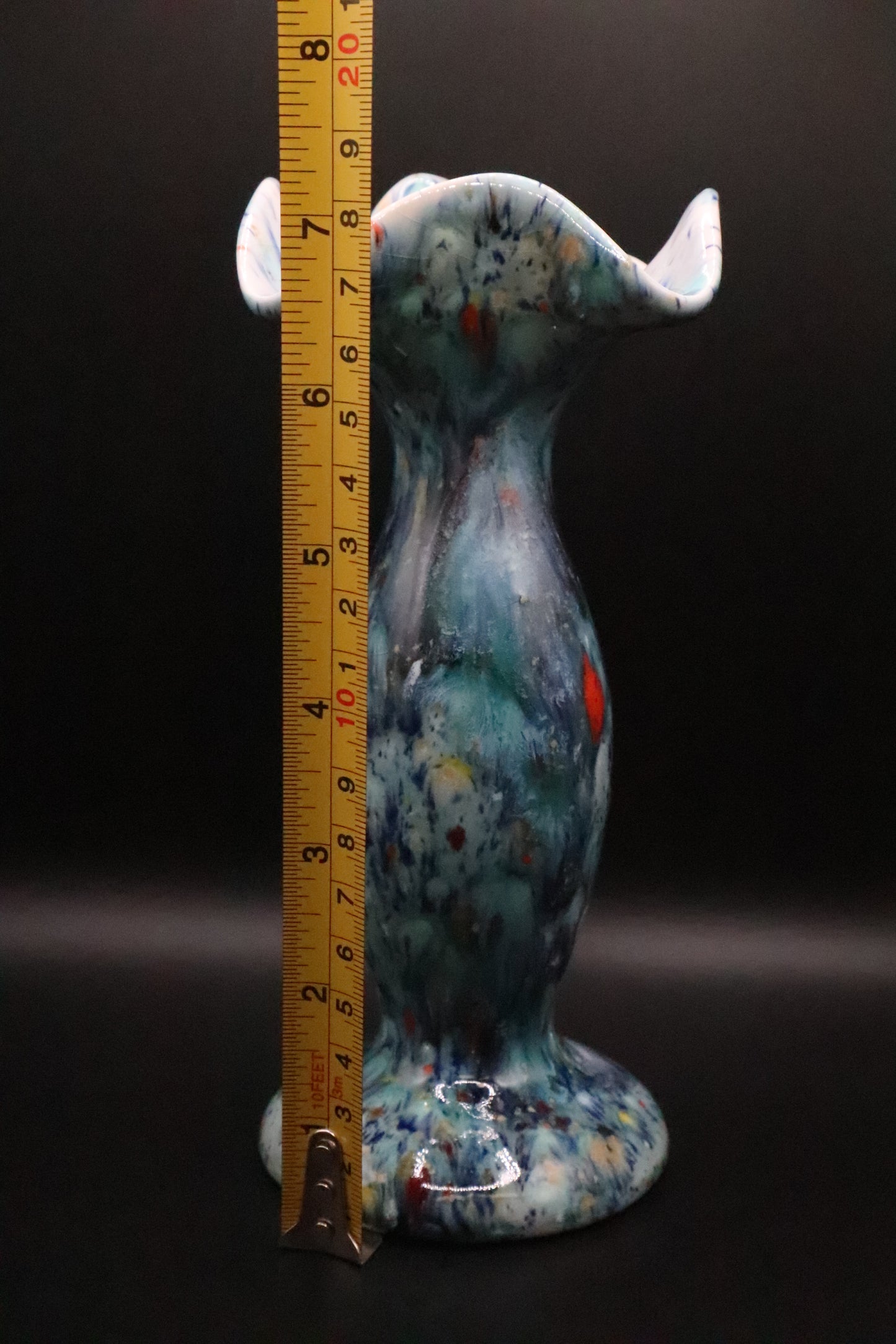 BLUE SPLATTERWARE CERAMIC VASE