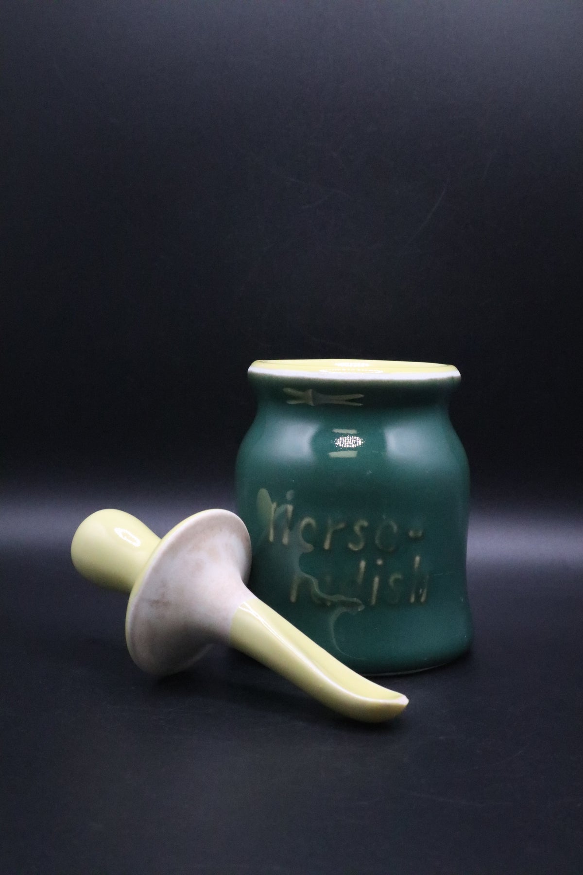 VINTAGE HALL HORSERADISH AND MUSTARD JARS SET OF 2