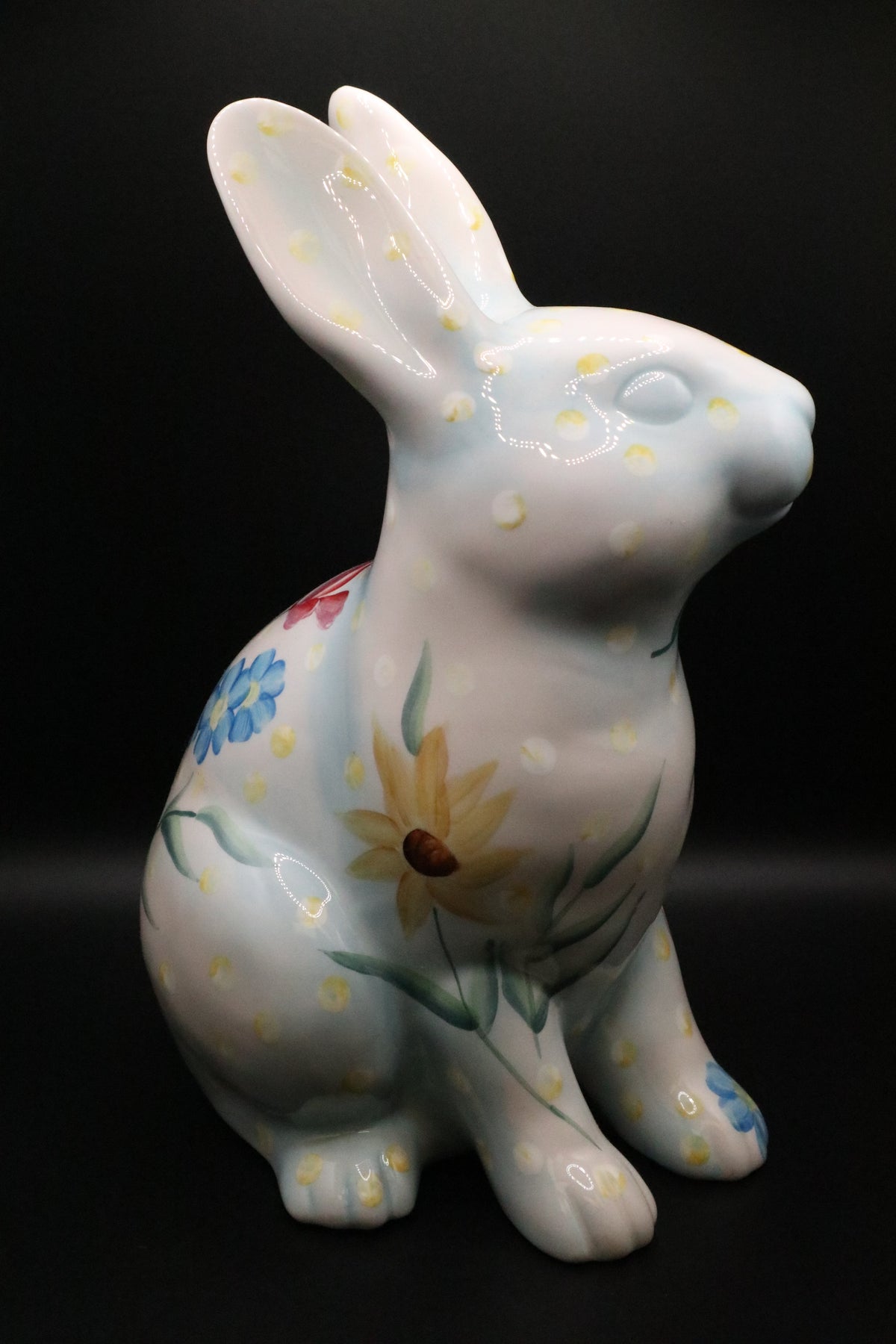 VINTAGE FLORAL CERAMIC HANDPAINTED RABBIT