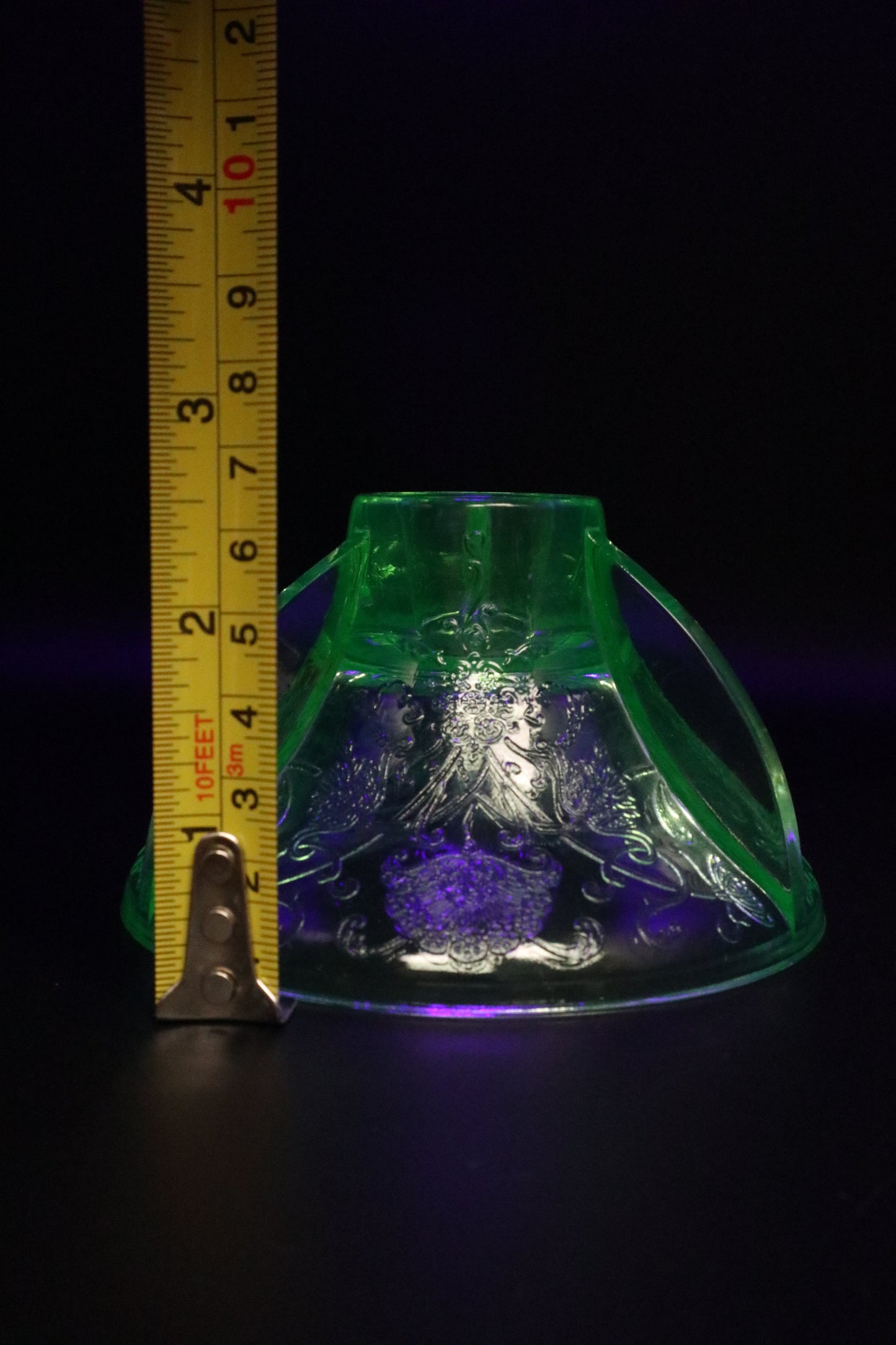 HAZEL ATLAS FLORENTINE CANDLE STICK HOLDER URANIUM GLASS
