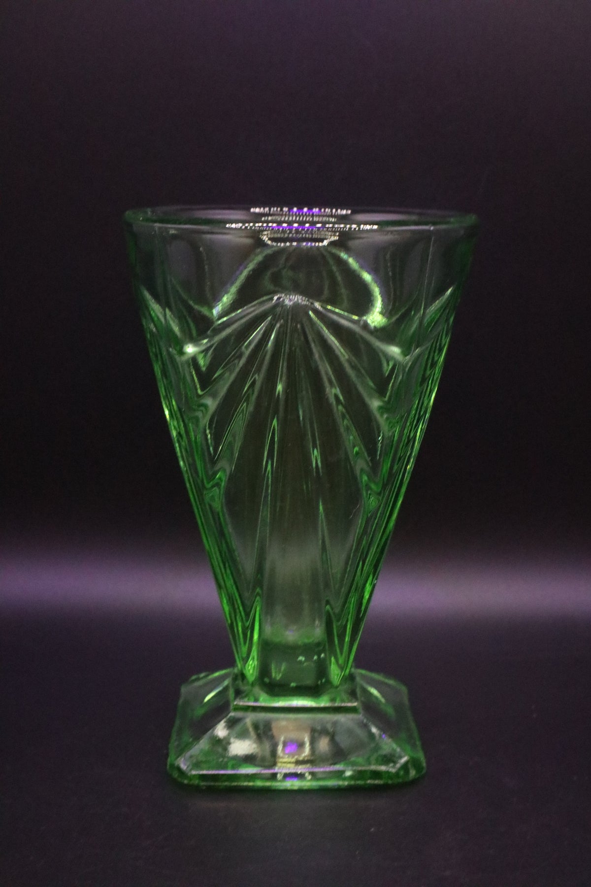 PYRAMID GREEN FOOTED TUMBLER BY INDIANA GLASS