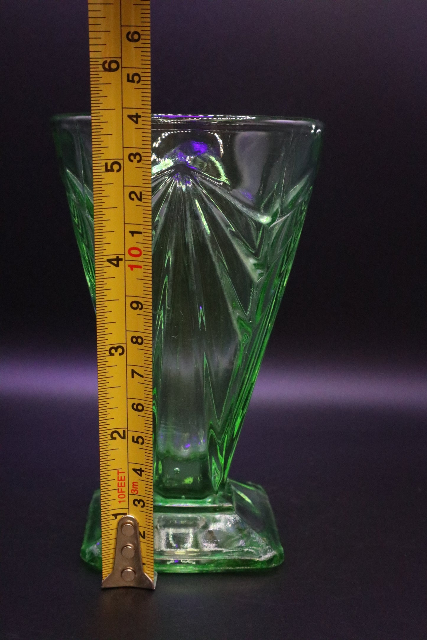 PYRAMID GREEN FOOTED TUMBLER BY INDIANA GLASS