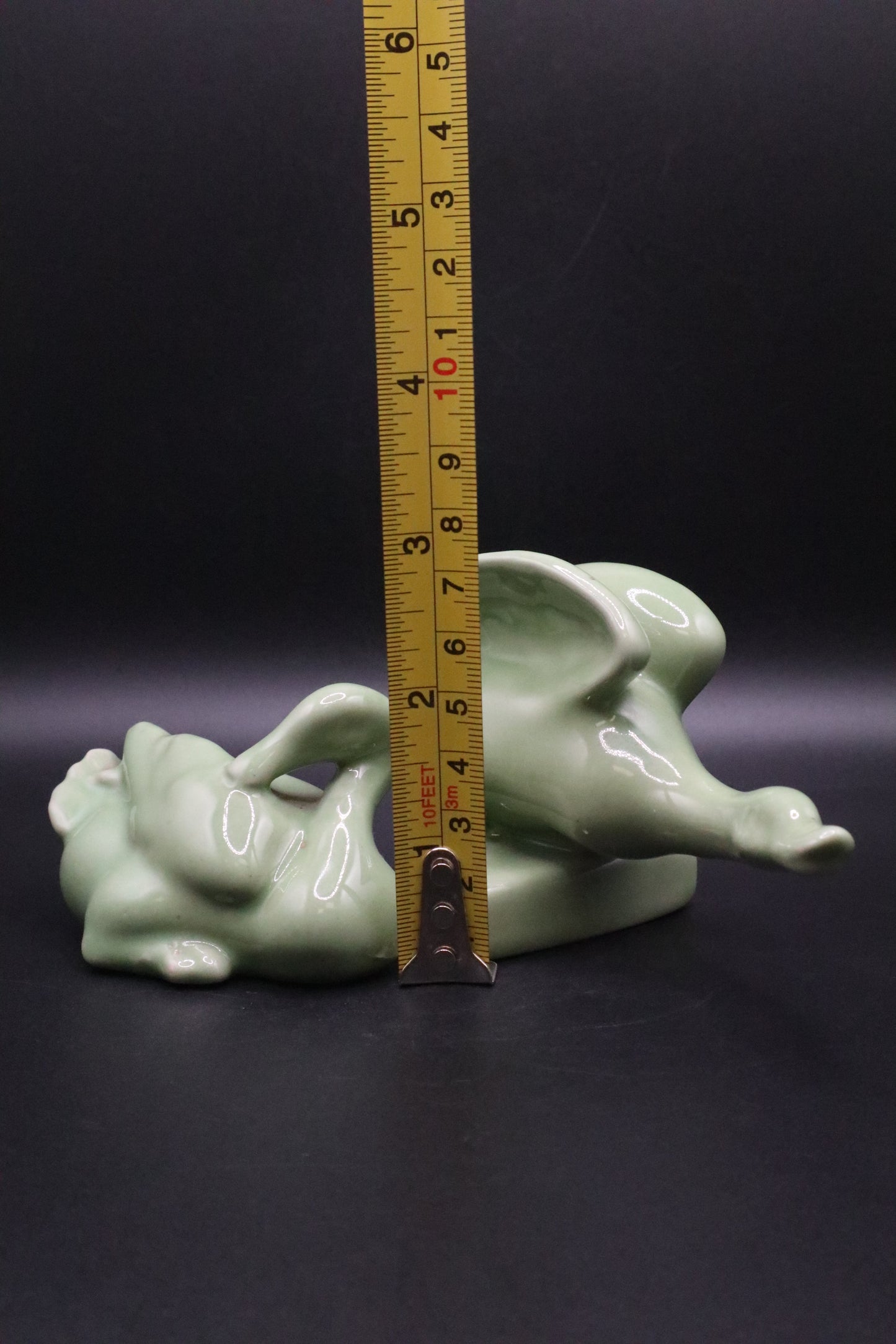 VINTAGE GREEN GLAZED PAIR OF DUCKS