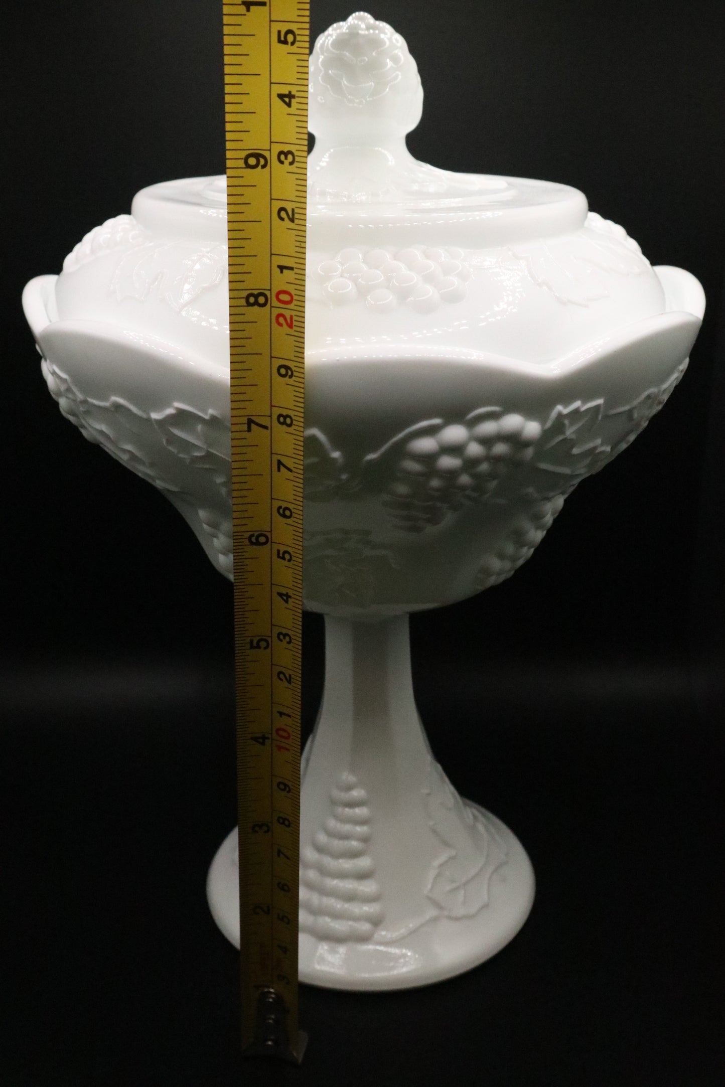 COLONY HARVEST MILK GLASS COMPOTE WITH LID