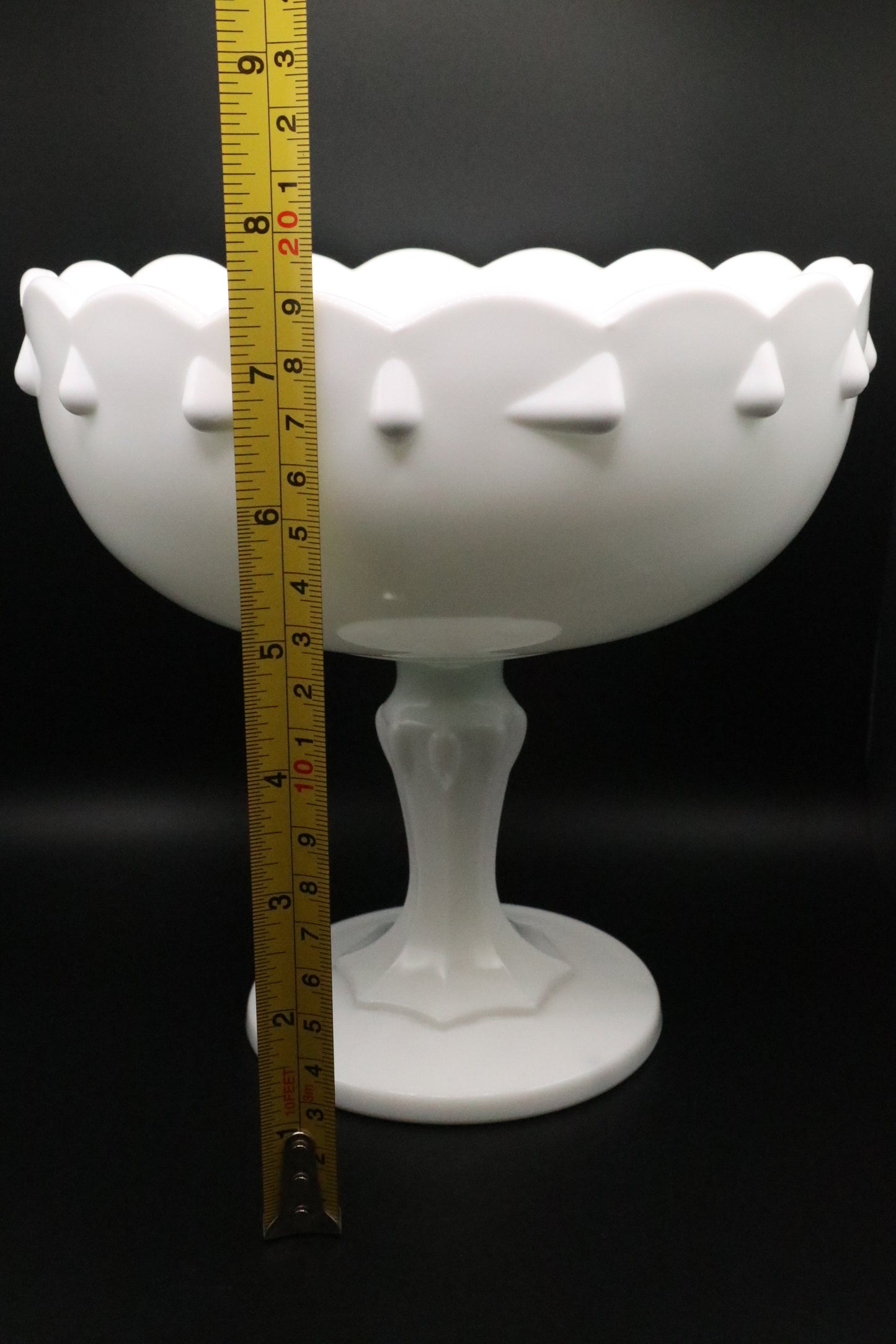 VINTAGE INDIANA MILK GLASS TEARDROP COMPOTE PEDESTAL BOWL
