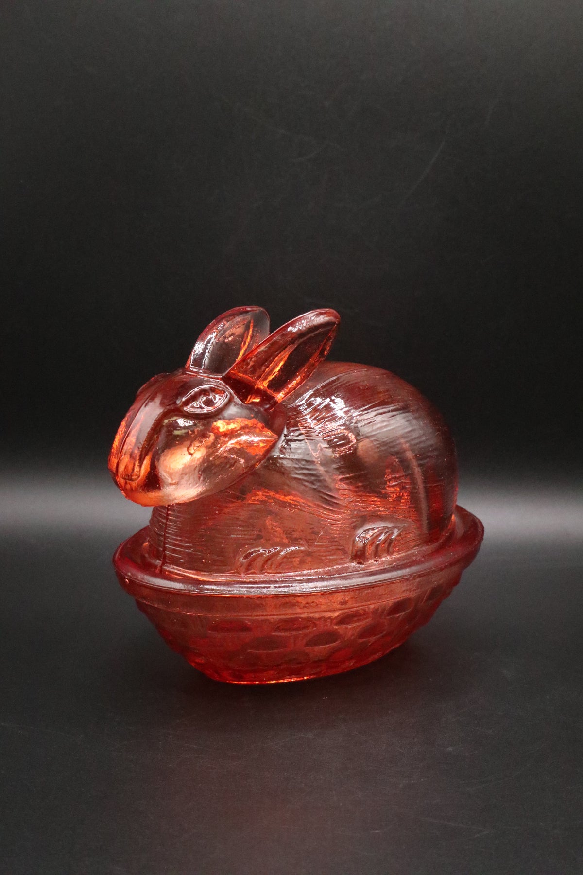 PINK BUNNY IN NESTING BASKET