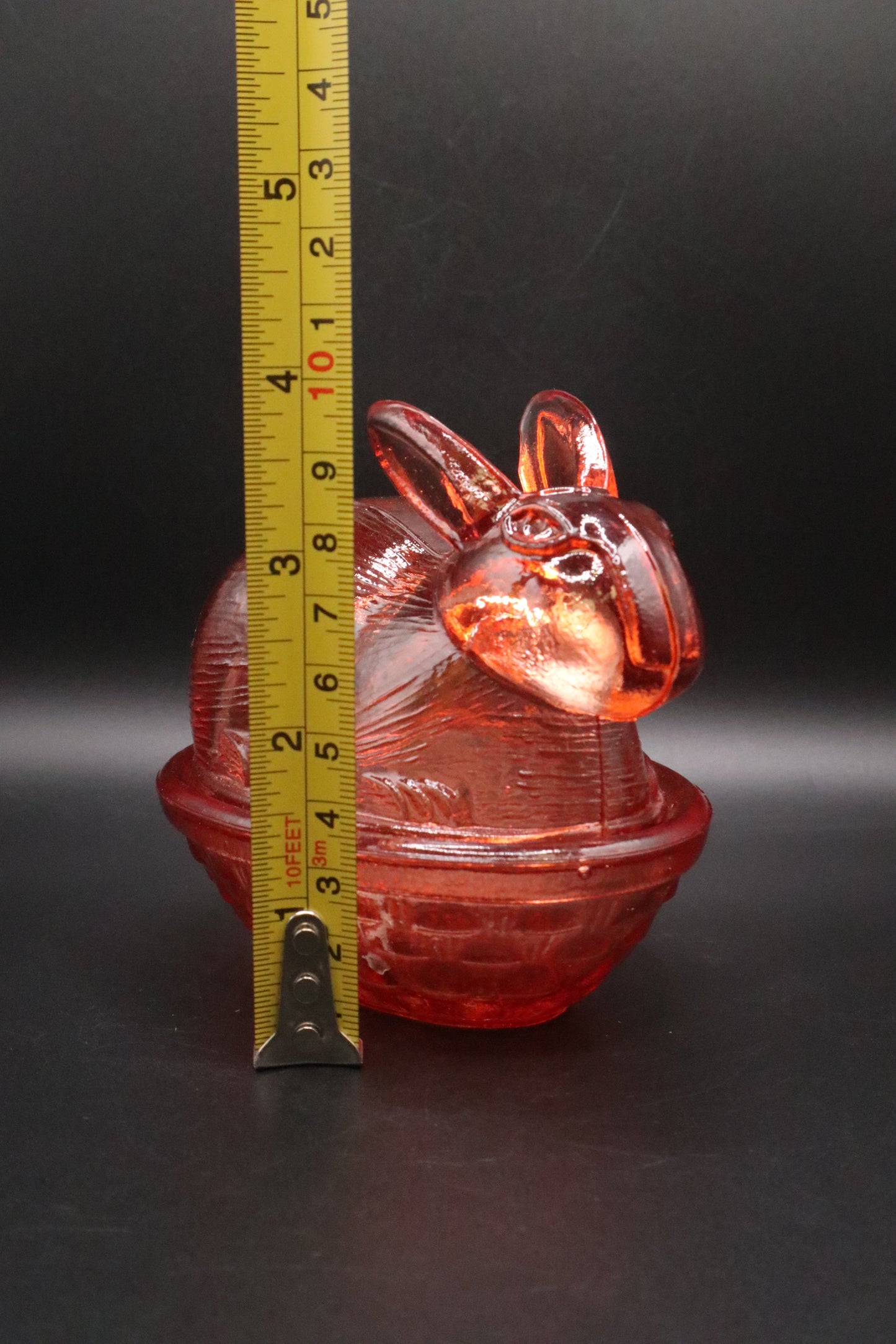 PINK BUNNY IN NESTING BASKET