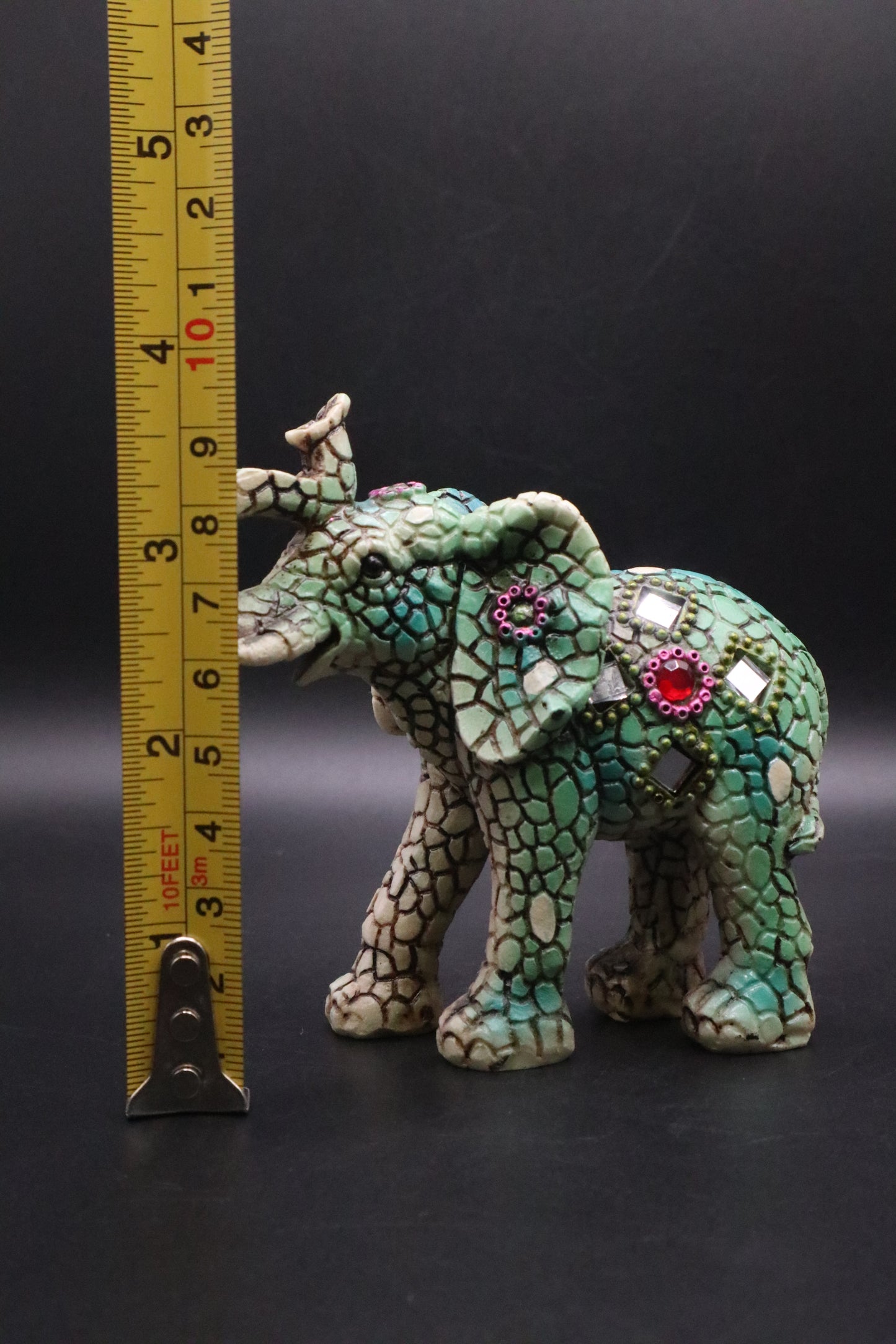 RESIN GREEN MOSAIE MIRRORED ELEPHANT