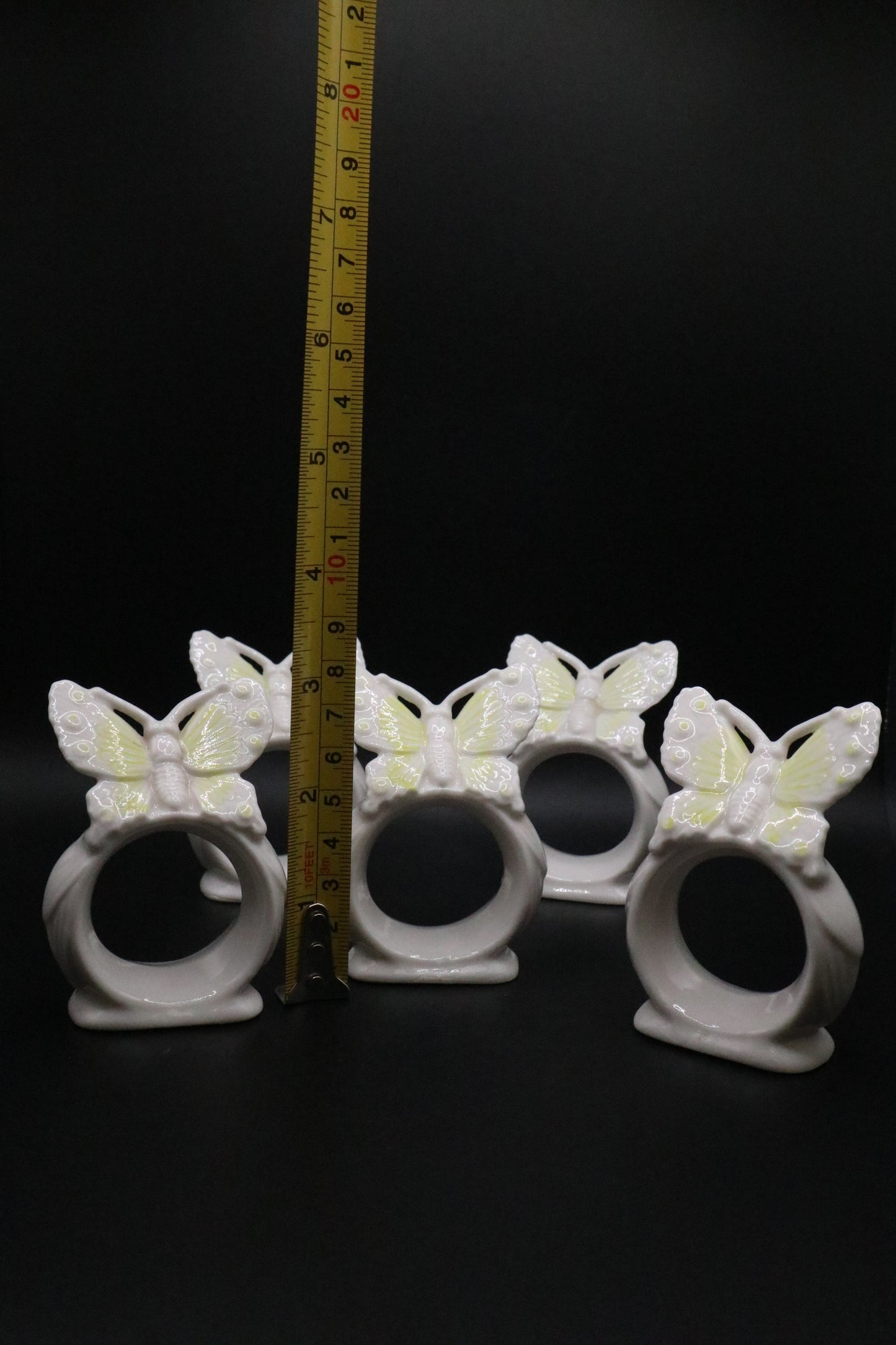VINTAGE ARDALT CERAMIC BUTTERFLY NAPKIN RINGS (SET OF 5)