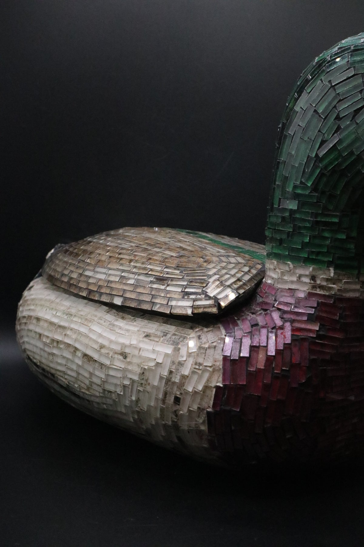 VINTAGE DUCK DECOY MOSAIC ART LIDDED SCULPTURE