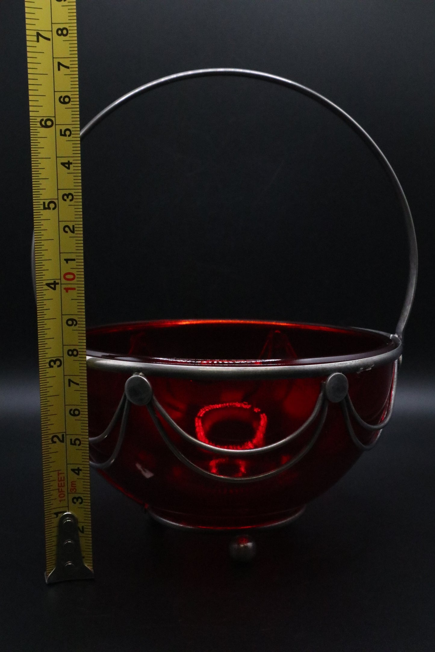 VINTAGE RUBY BOWL IN CHROME