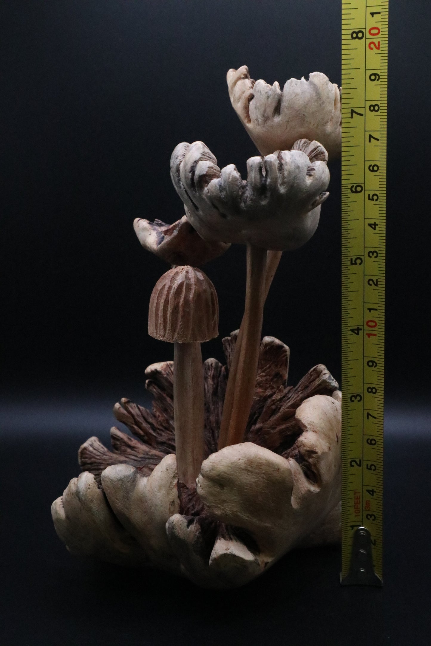 HAND CARVED PARASITE WOOD MUSHROOM SCULPTURE (AS IS )