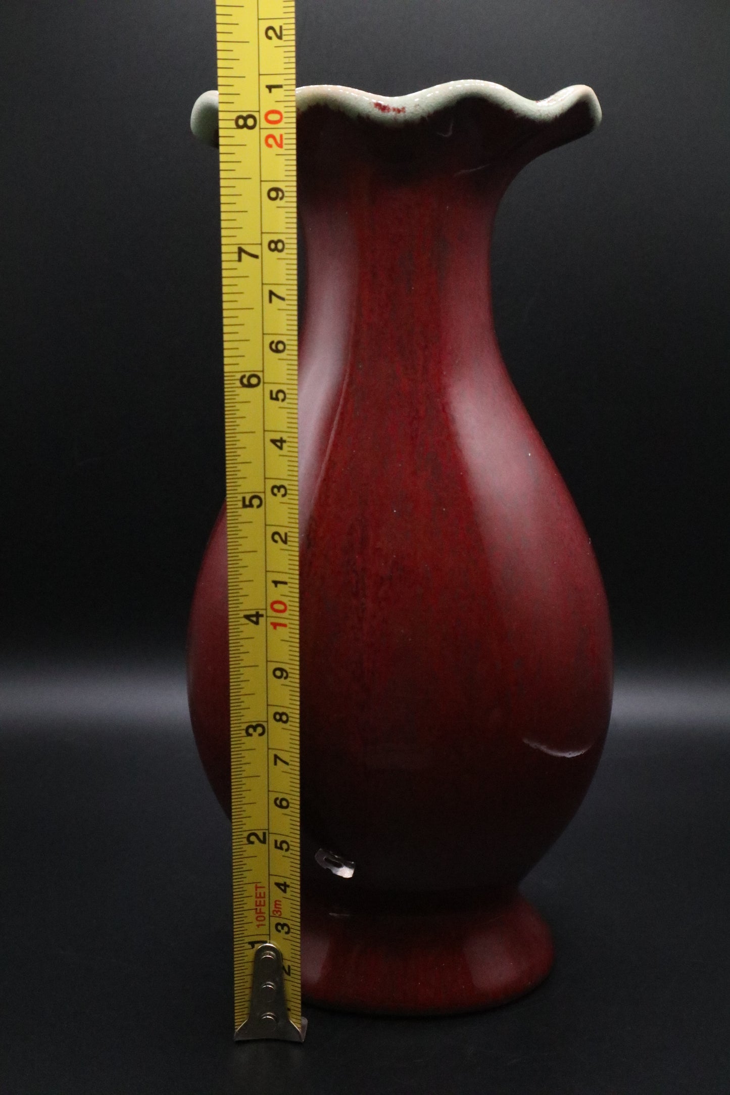 VINTAGE BOMBAY DRIP GLAZED BURGUNDY VASE