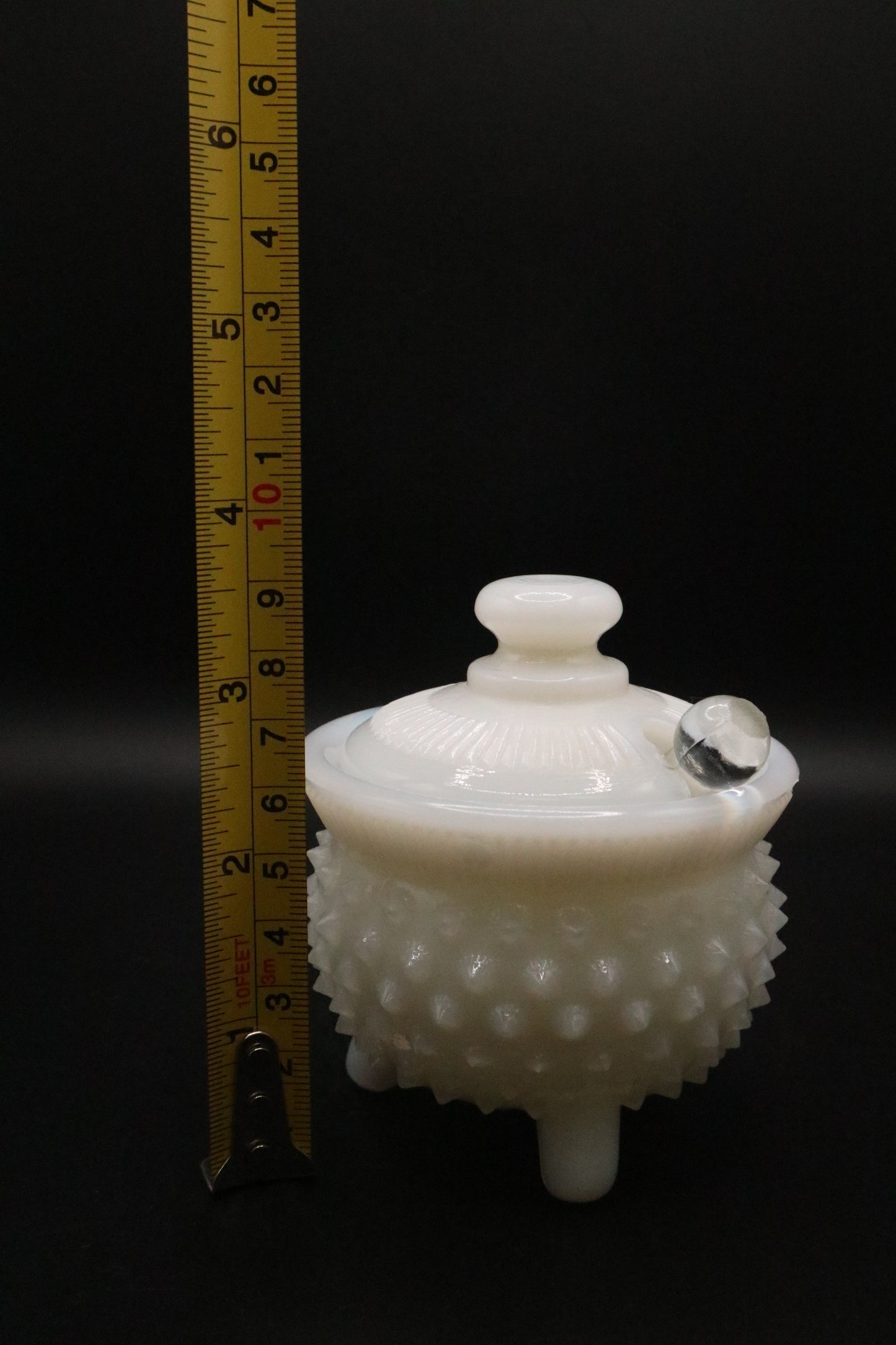 VINTAGE 1950'S MILK GLASS HOBNAIL MUSTARD POT (AS IS)