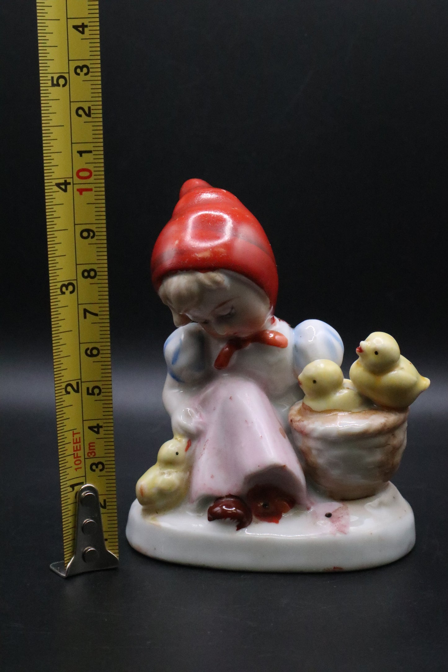 VINTAGE GIRL WITH BABY CHICKS MADE IN OCCUPIED JAPAN