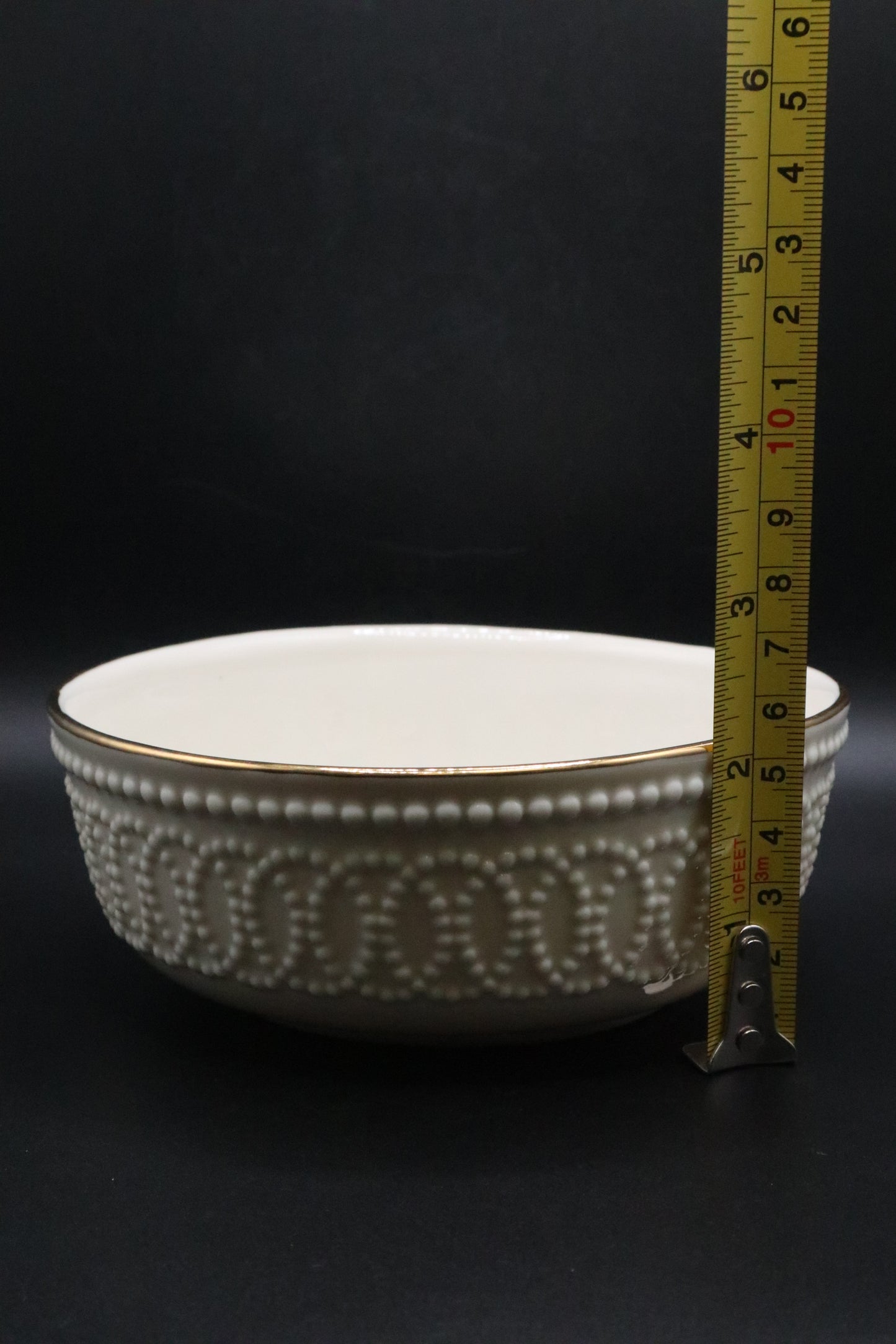LENOX IVORY BEADED BOWL WITH GOLD TRIM
