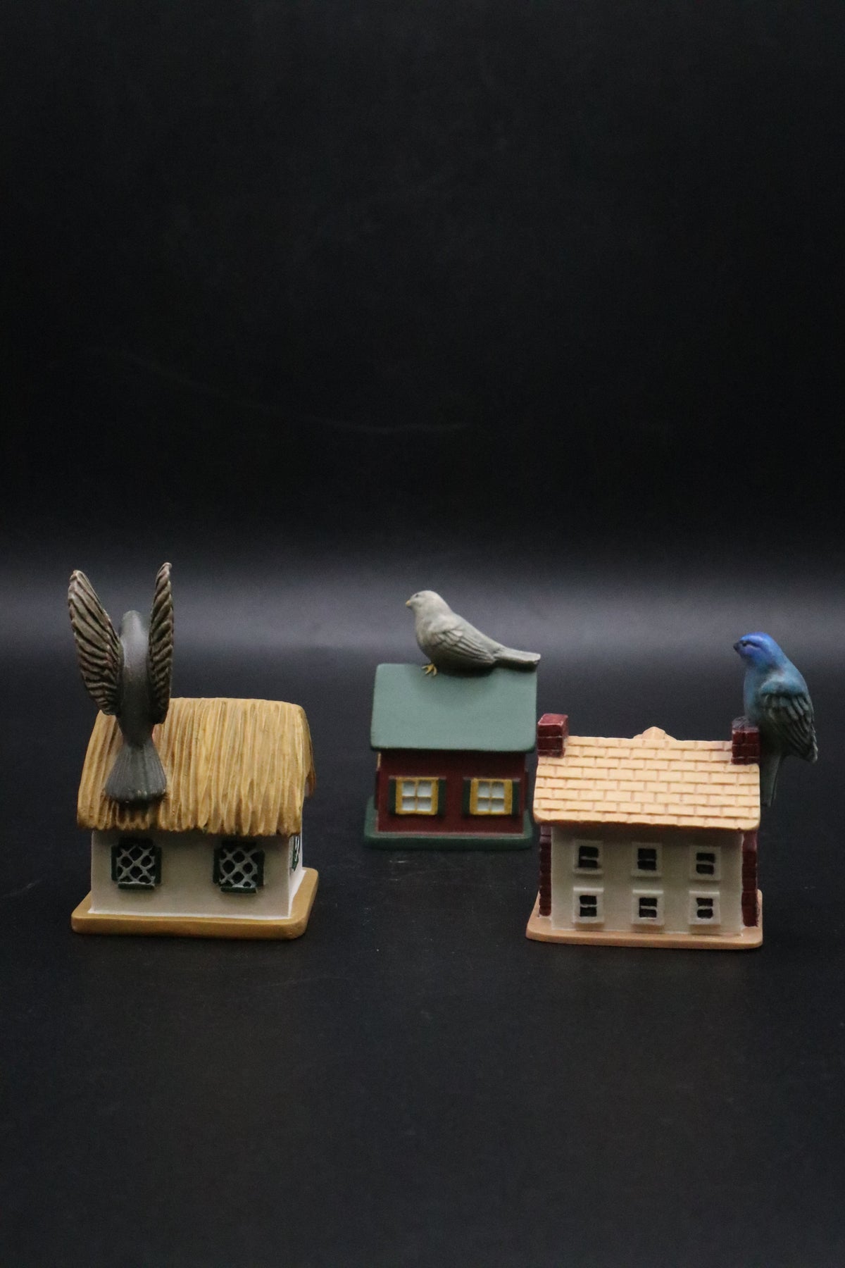 LENOX GARDEN MINITURE BIRD HOUSES THIMBLE COLLECTION SET OF 3