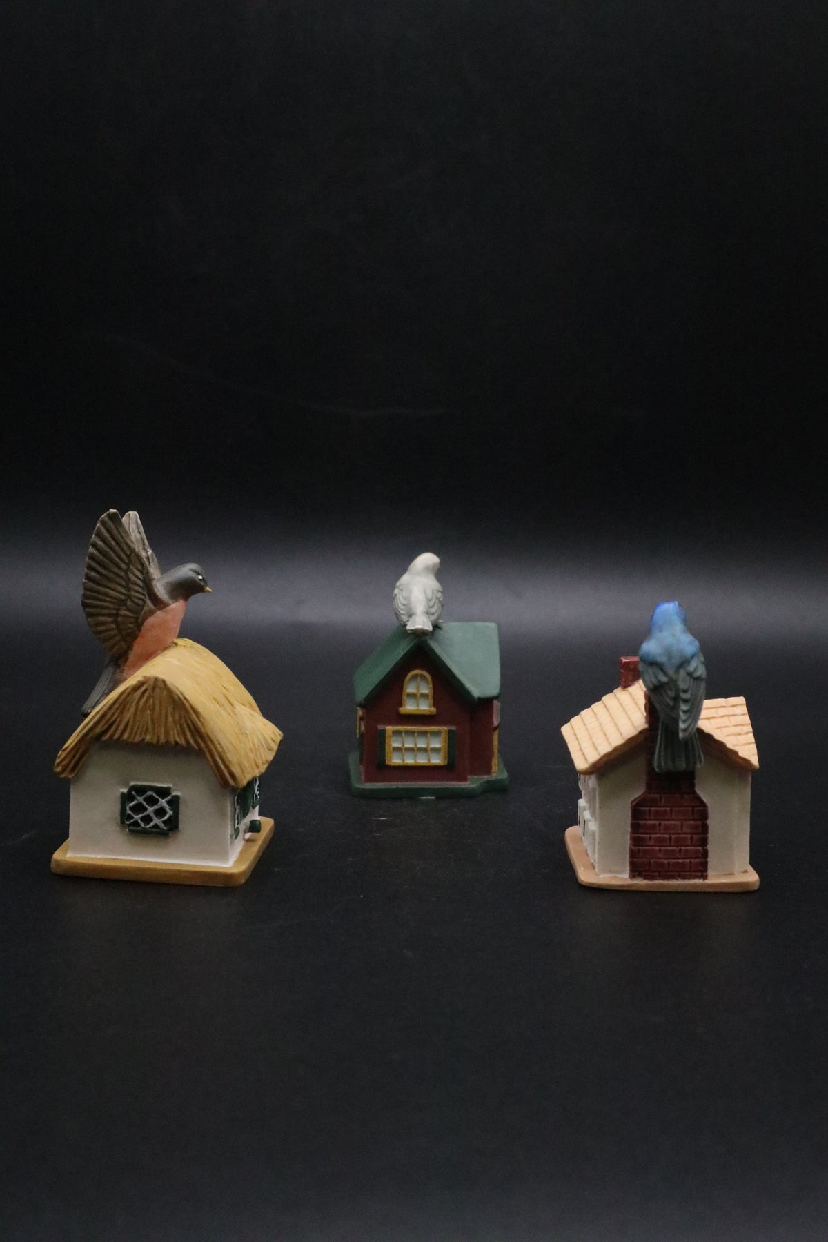 LENOX GARDEN MINITURE BIRD HOUSES THIMBLE COLLECTION SET OF 3