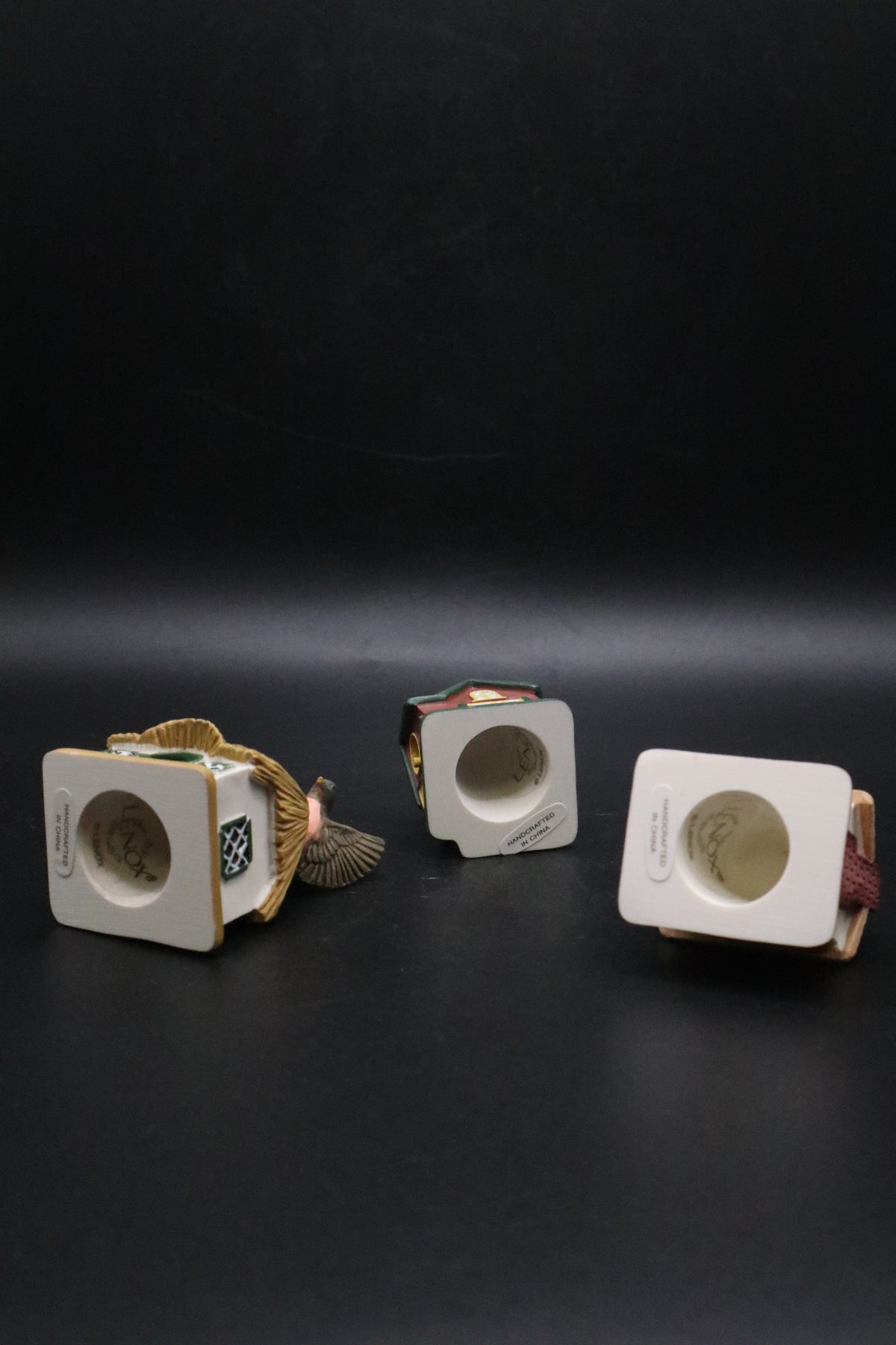 LENOX GARDEN MINITURE BIRD HOUSES THIMBLE COLLECTION SET OF 3