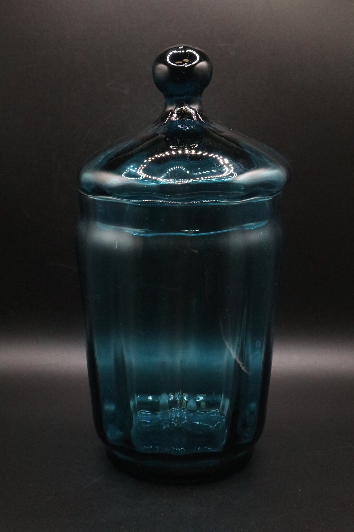 MCM EMPOLI CIRCUS TENT PEACOCK BLUE APOTHECARY JAR WITH LID